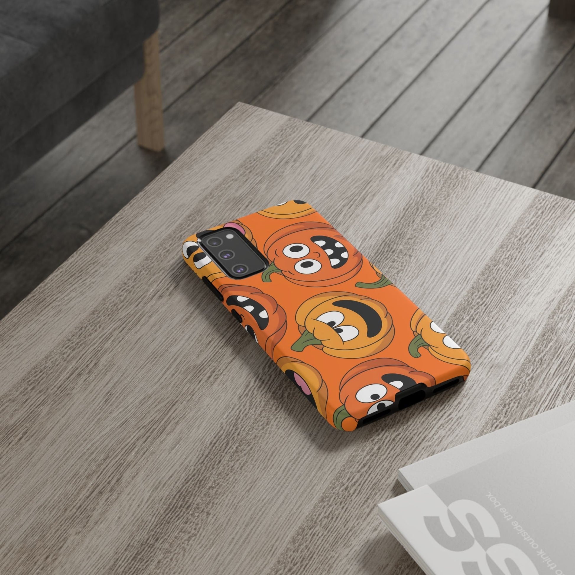 Samsung Tough Case with moody pumpkins Halloween design for Samsung Galaxy phone, durable and impact-resistant protective phone cover.