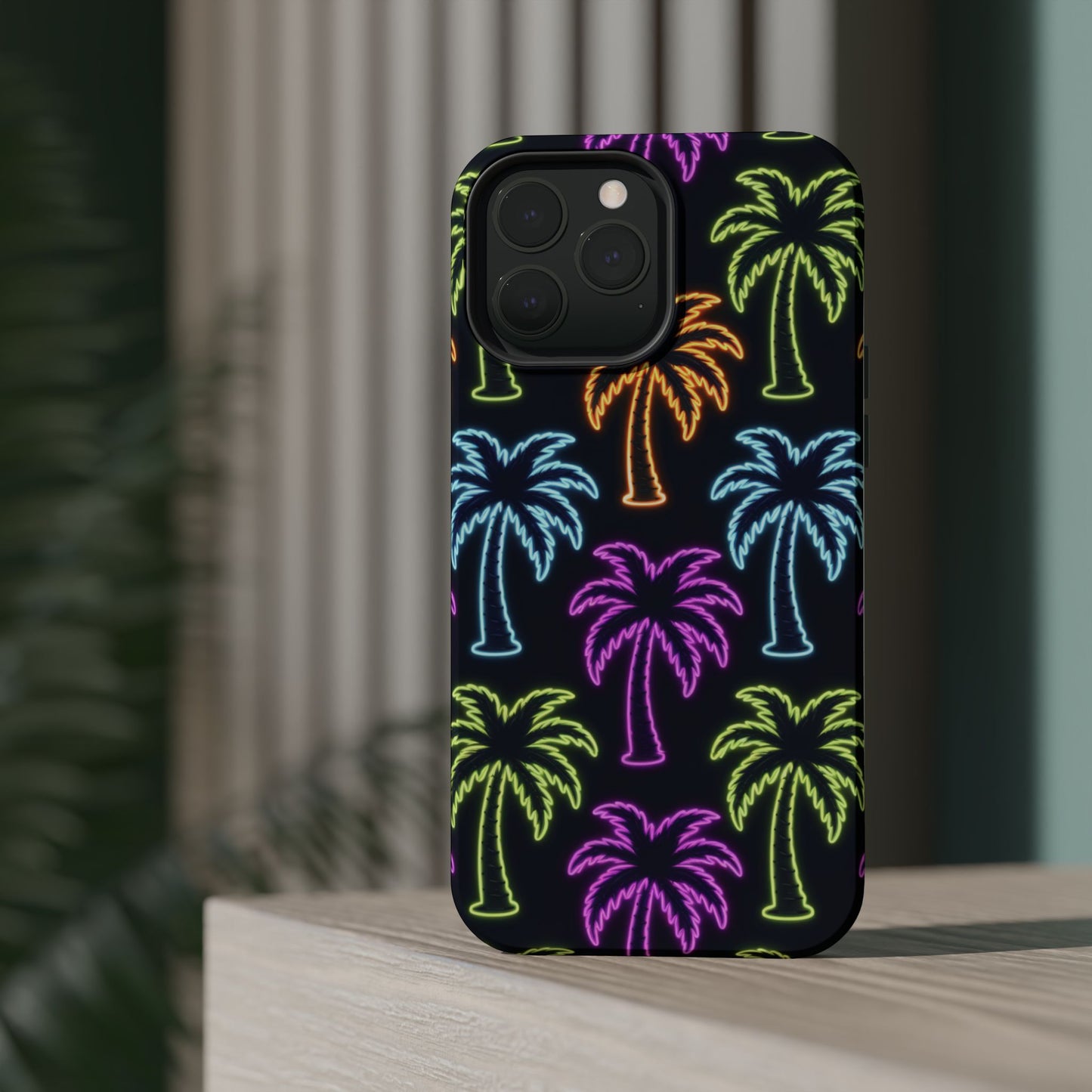 Neon Palm Tree iPhone Tough Case