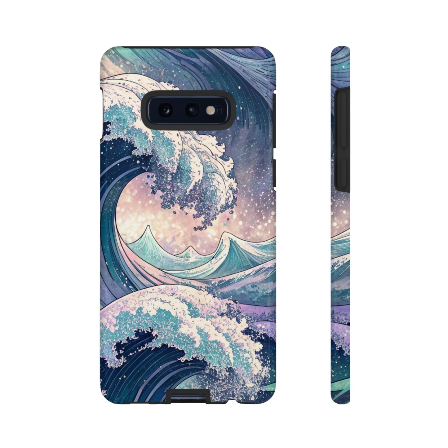 Durable Samsung phone case with crashing waves design for drop protection and beach-inspired style