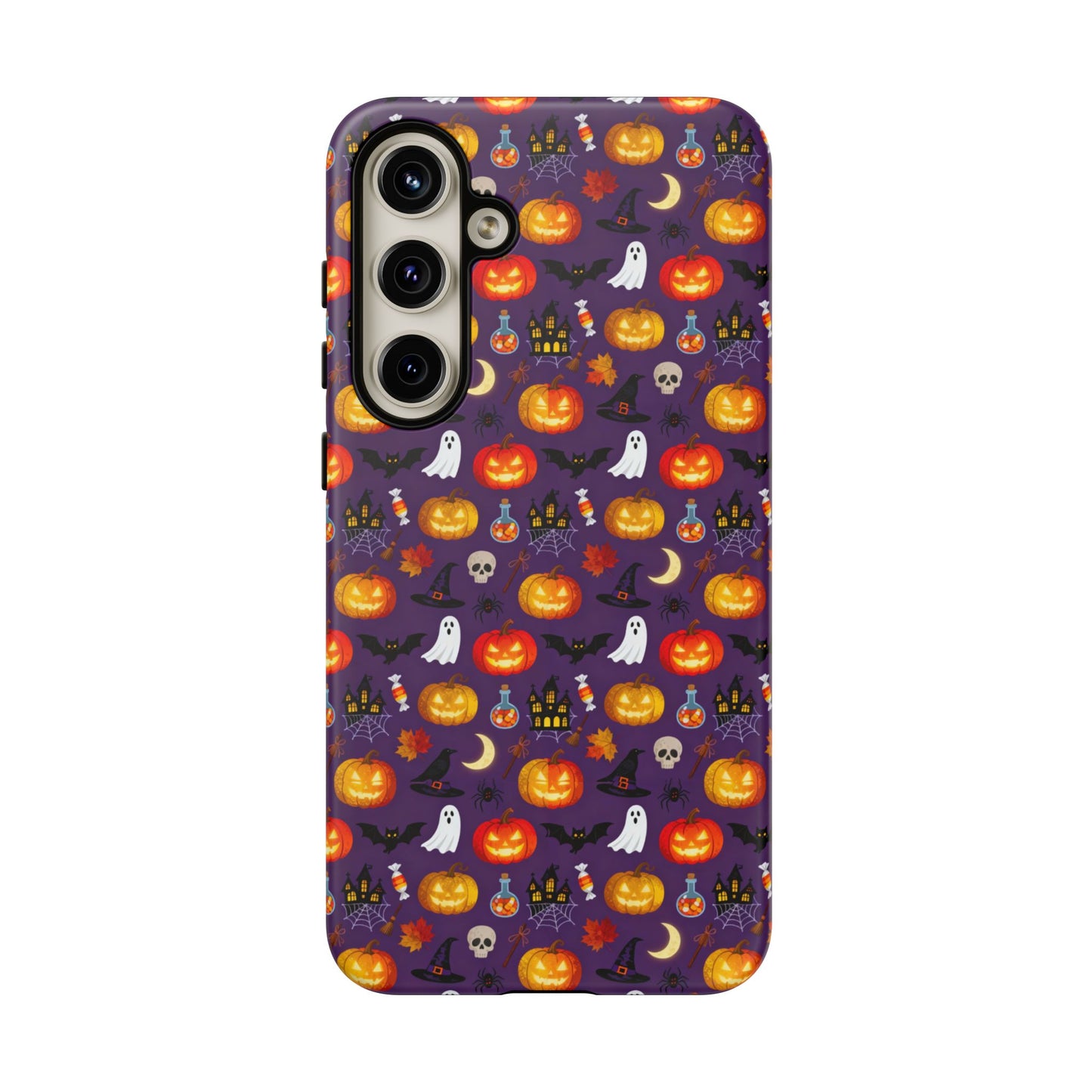 Halloween Pattern Tough Phone Case — Cute Pumpkin, Ghost & Skull