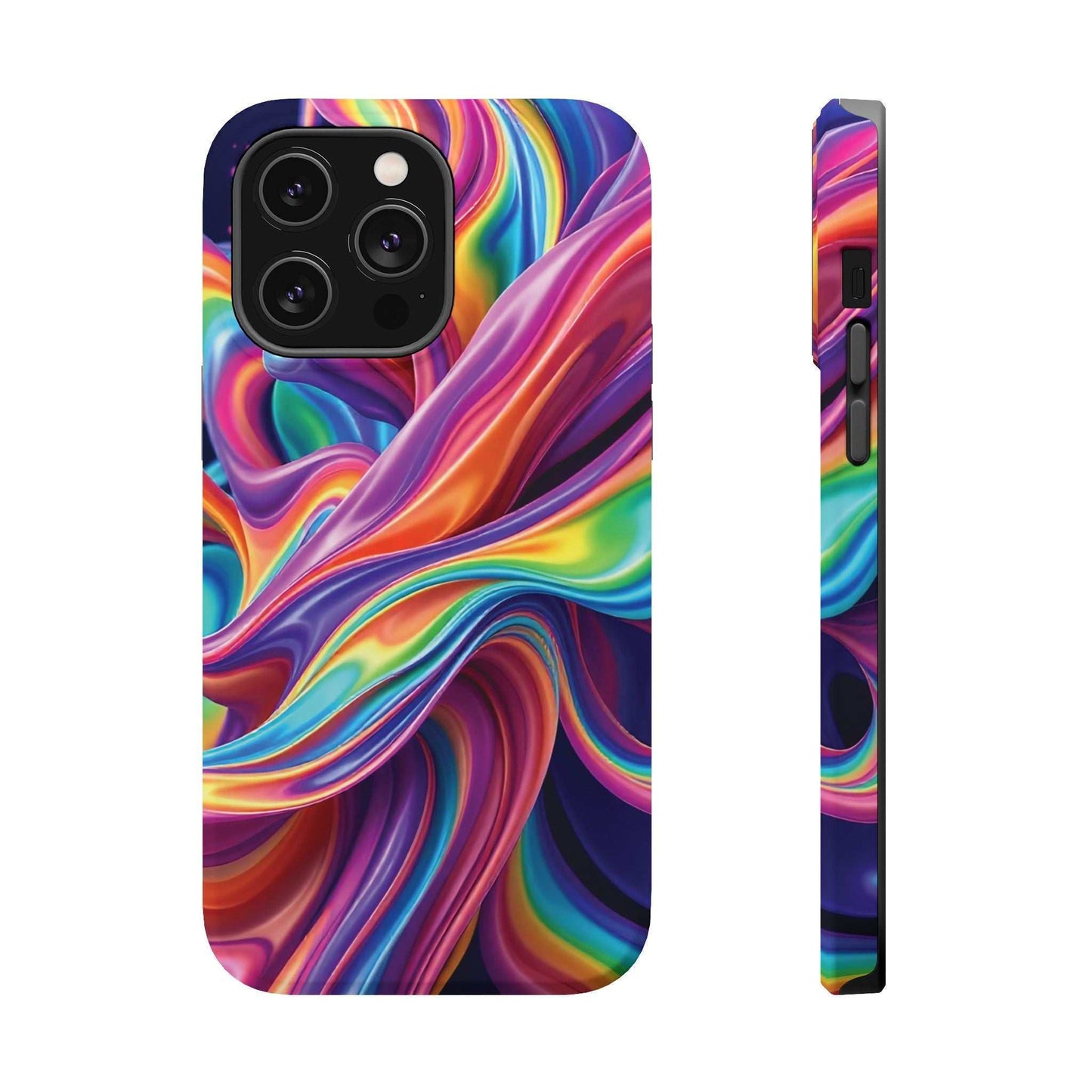 Colorful Wrapping Rainbow Design iPhone tough case with durable dual-layer protection and MagSafe compatibility
