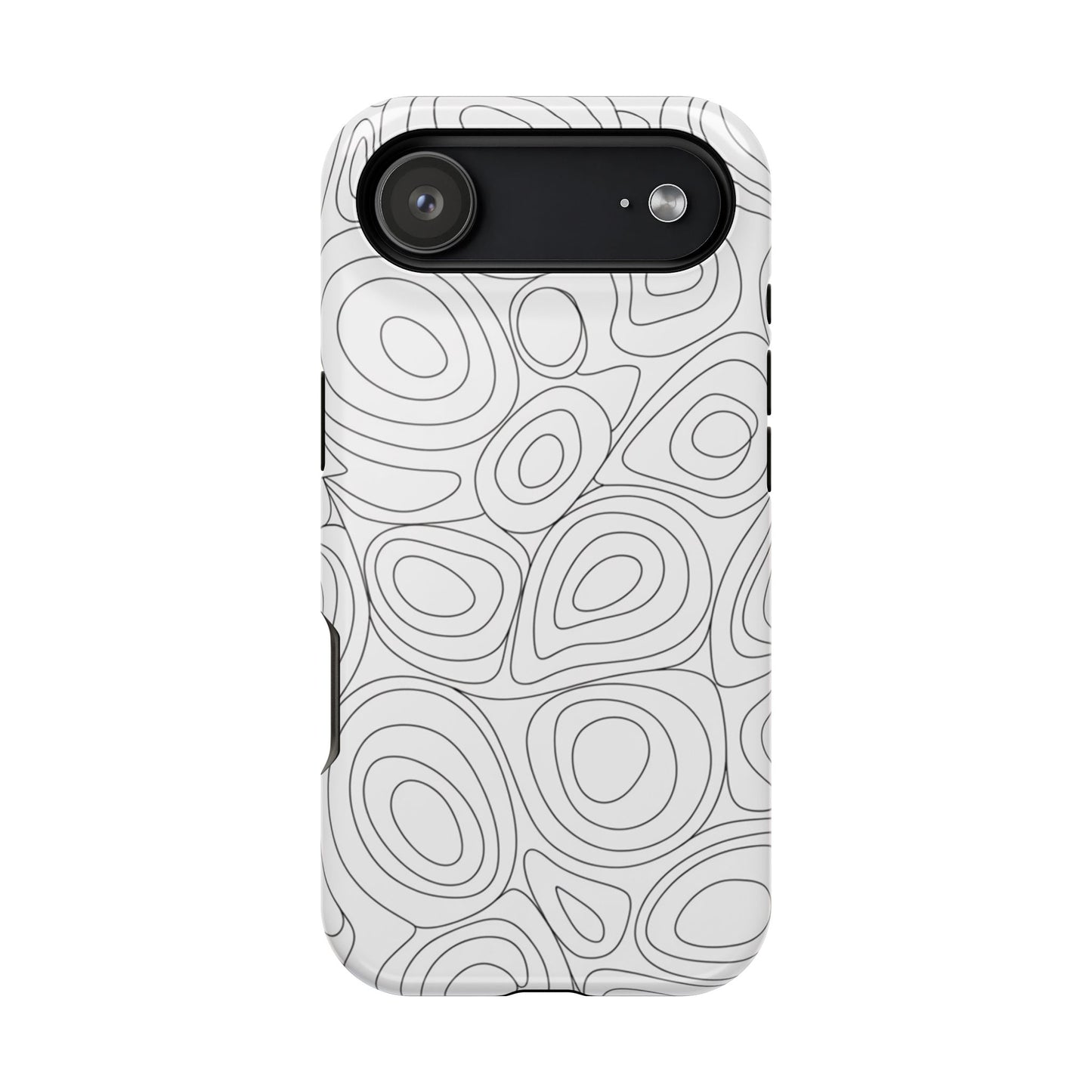 Black and White Abstract Circles Design iPhone Tough Case