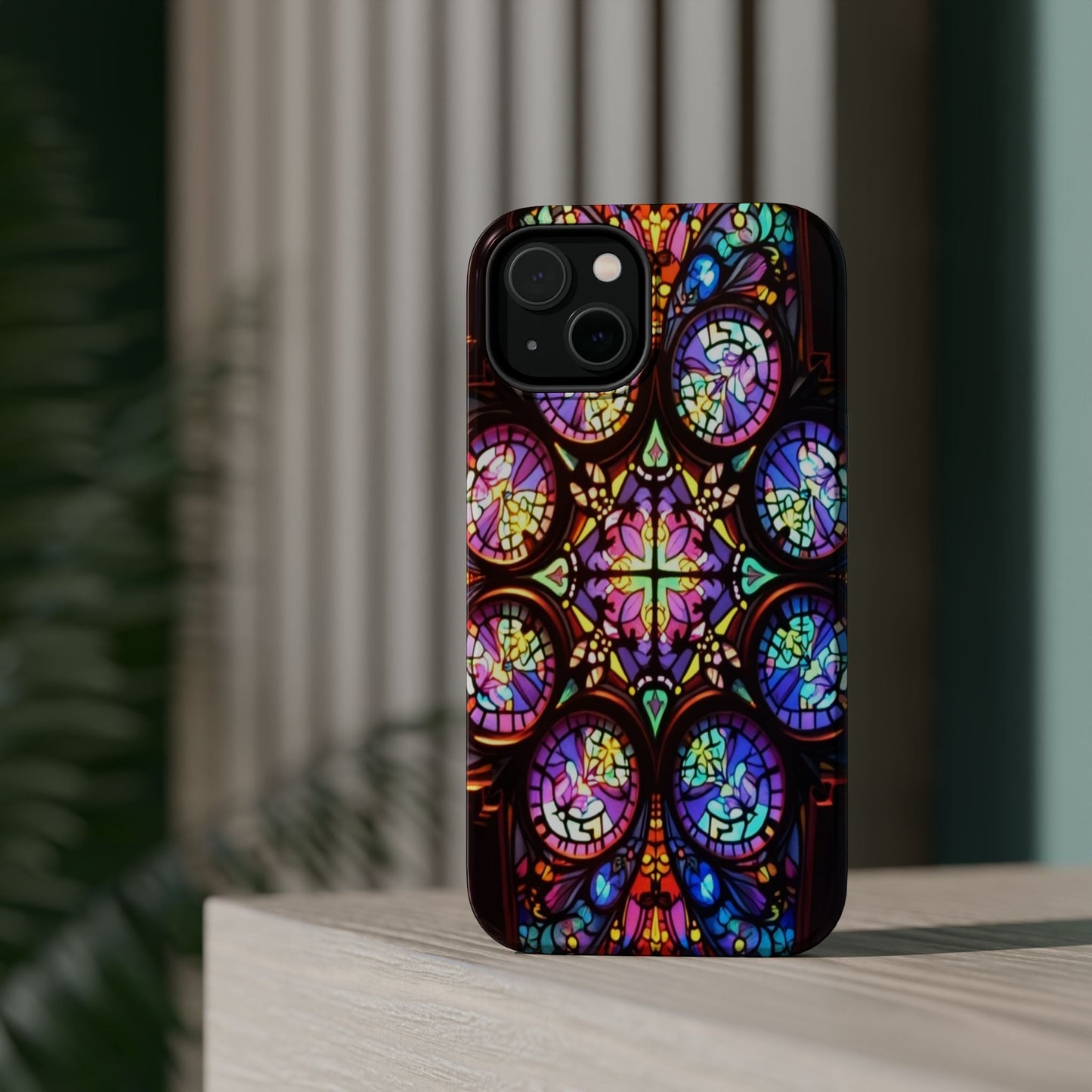 Colorful Hypnotic Stain Glass iPhone tough case with vibrant stained-glass pattern and durable protective design