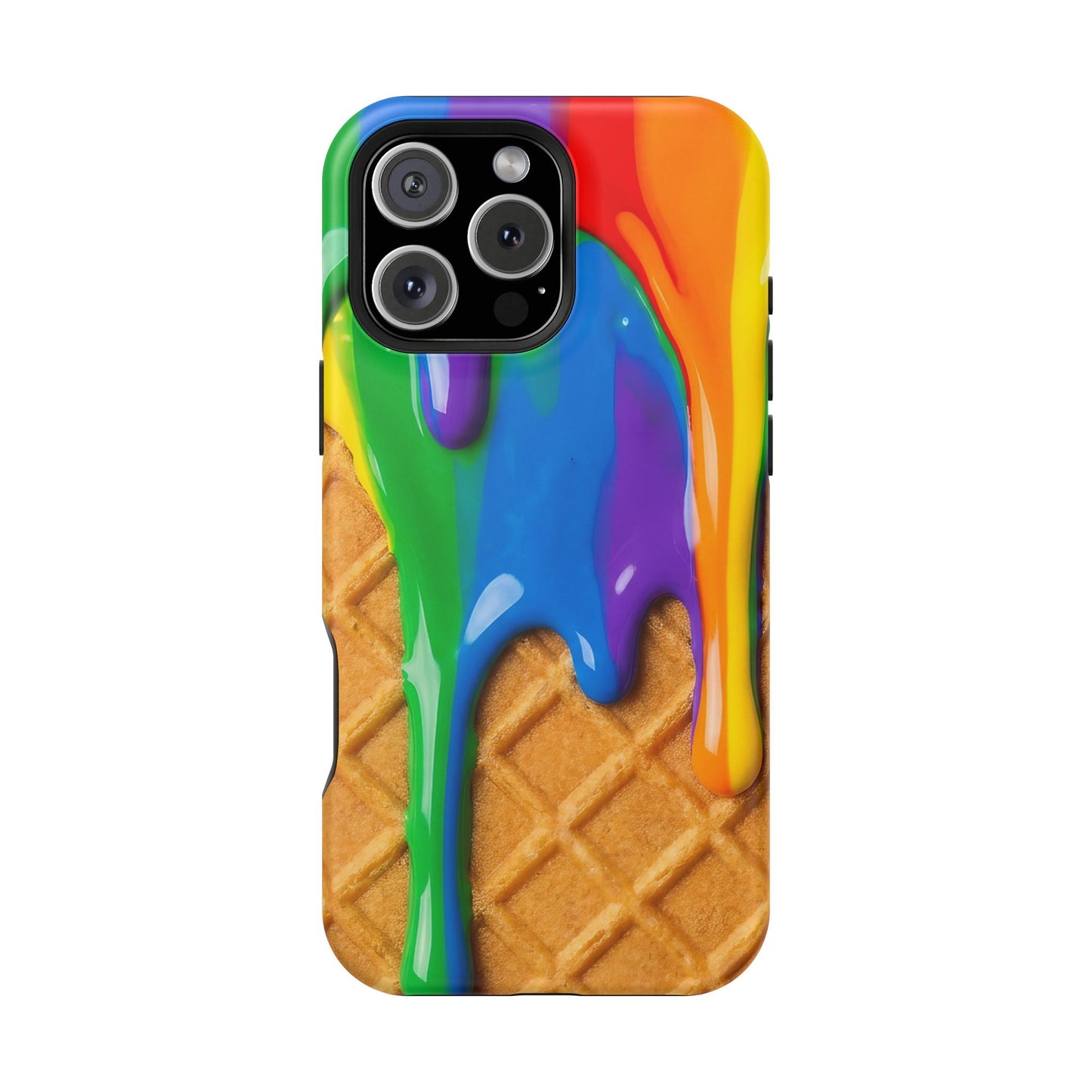 Waffle Rainbow Drip iPhone Case MagSafe Tough Protective Colorful Phone Case