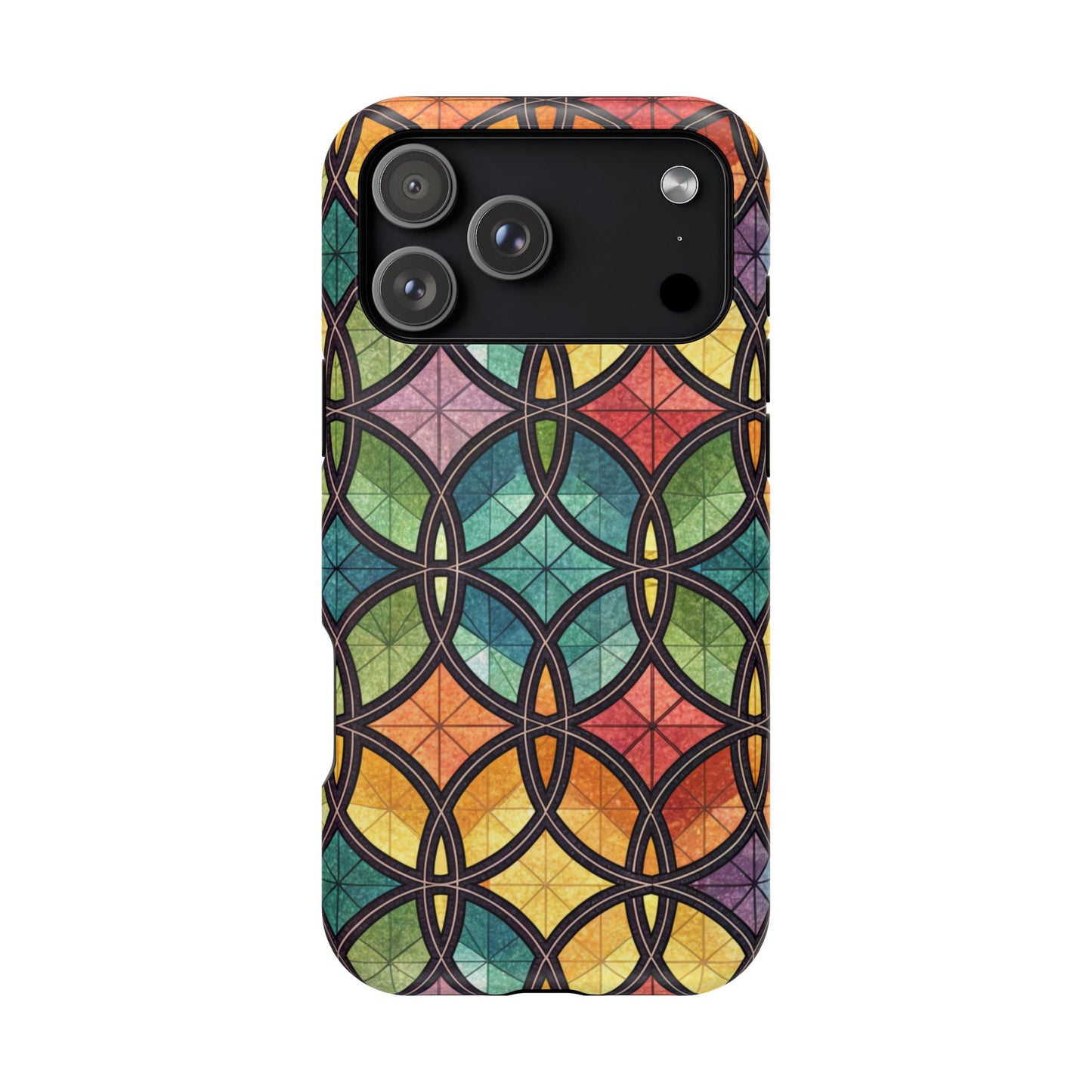 Rainbow Stain Glass iPhone Case – Durable MagSafe® Tough Phone Cover with Colorful Artistic Design