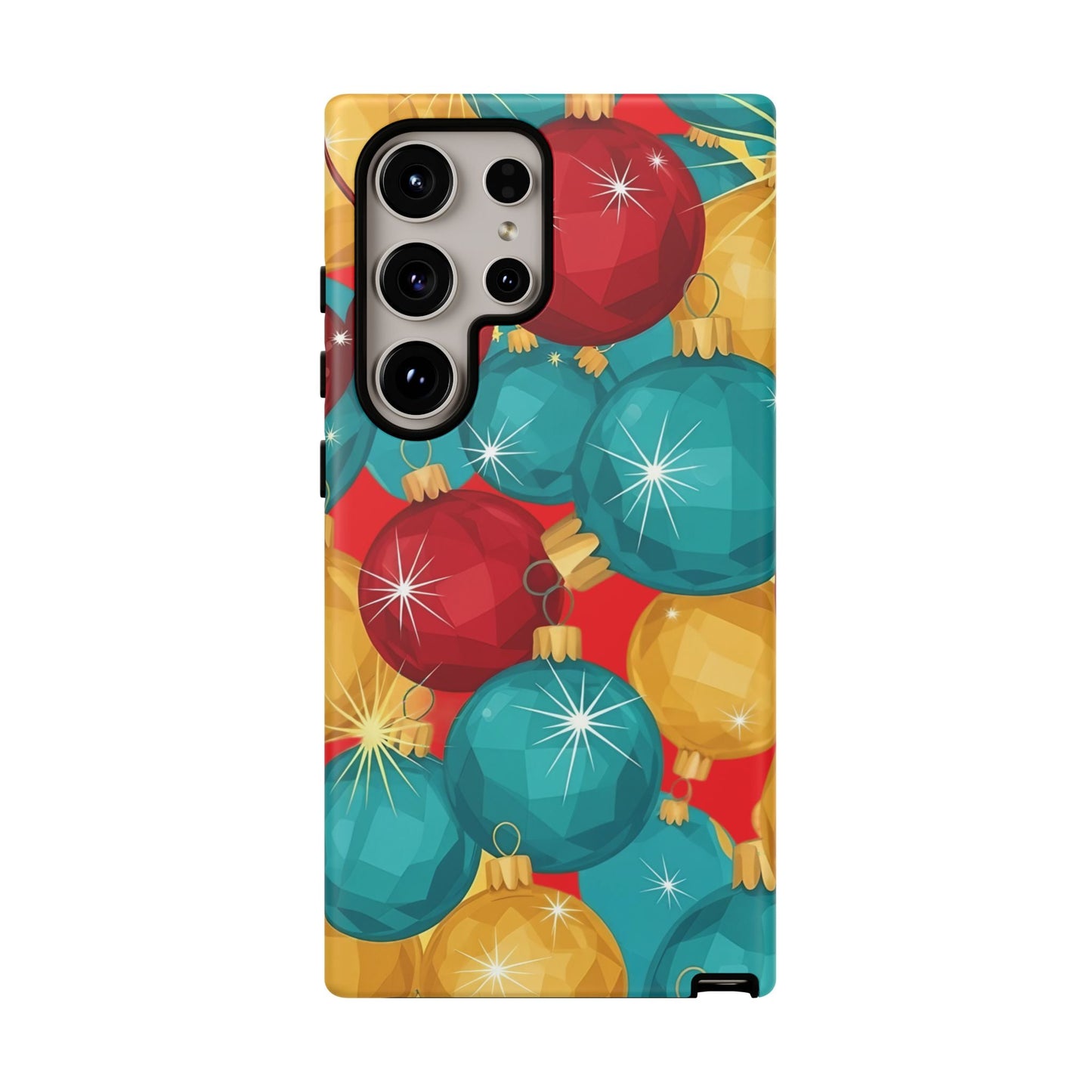 Samsung Tough Case with colorful Christmas tree sparkle bulb design for holiday protection