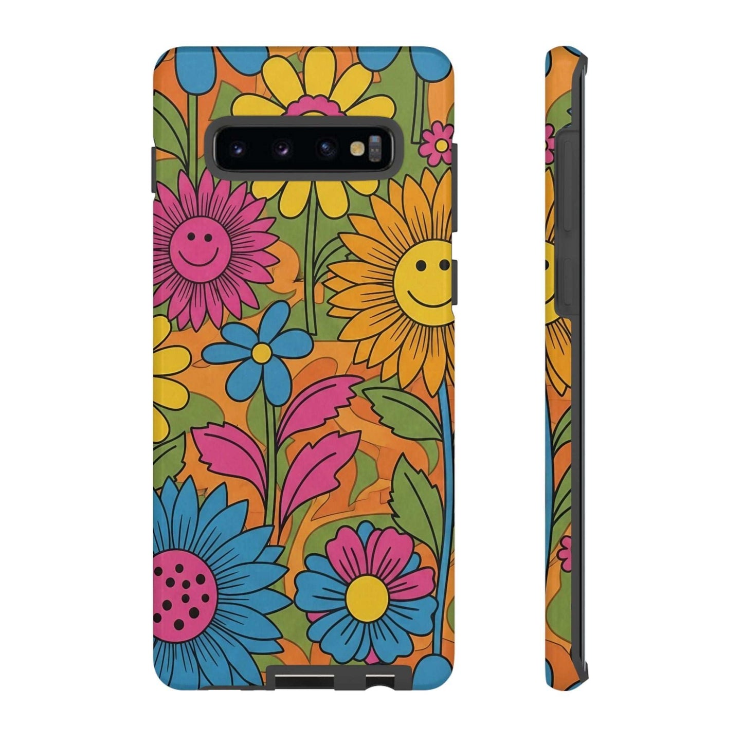 Samsung Phone Case with colorful flower power design and impact-resistant cover