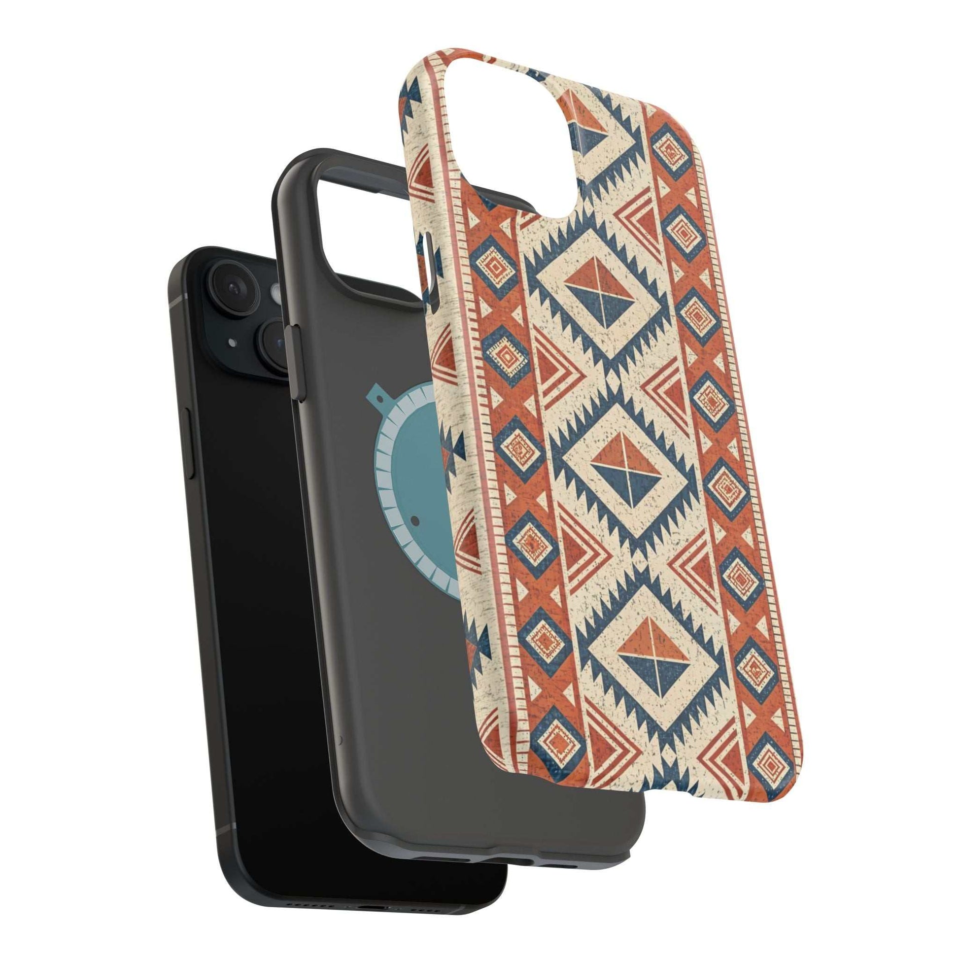 Tribal Inspired Pattern magnetic tough iPhone case with durable dual-layer protection and bold geometric design
