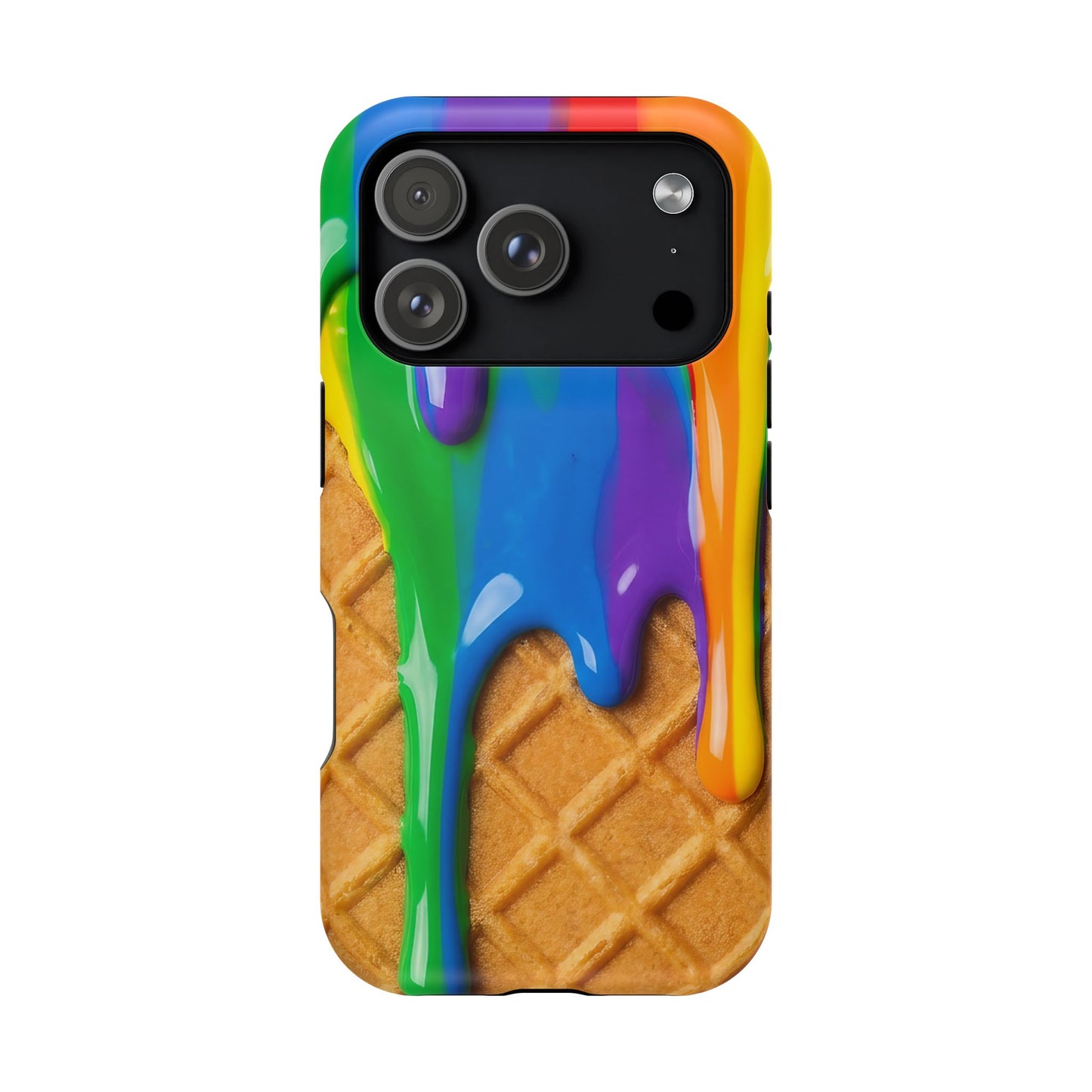 Waffle Rainbow Drip iPhone Case MagSafe Tough Protective Colorful Phone Case