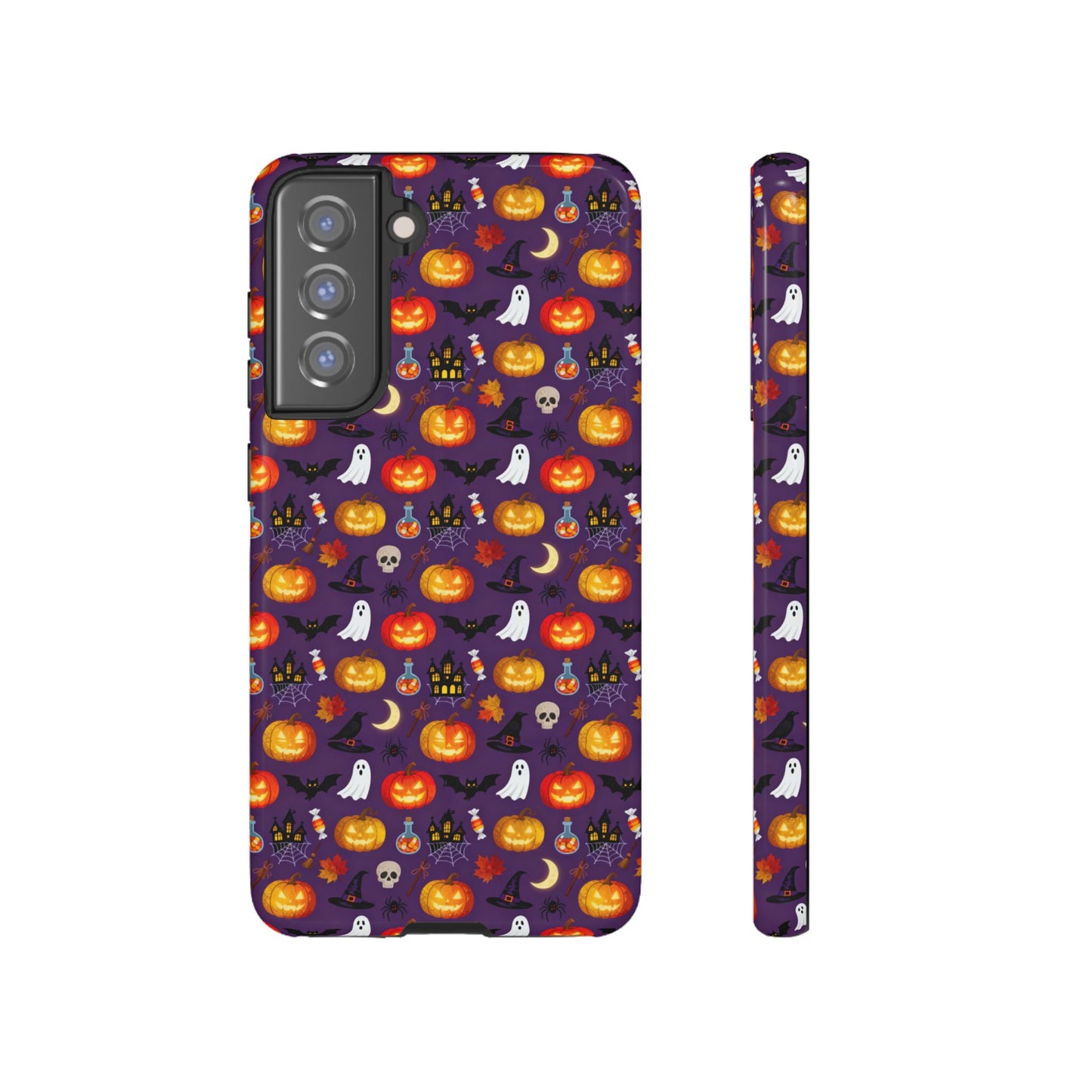 Halloween Pattern Tough Phone Case — Cute Pumpkin, Ghost & Skull