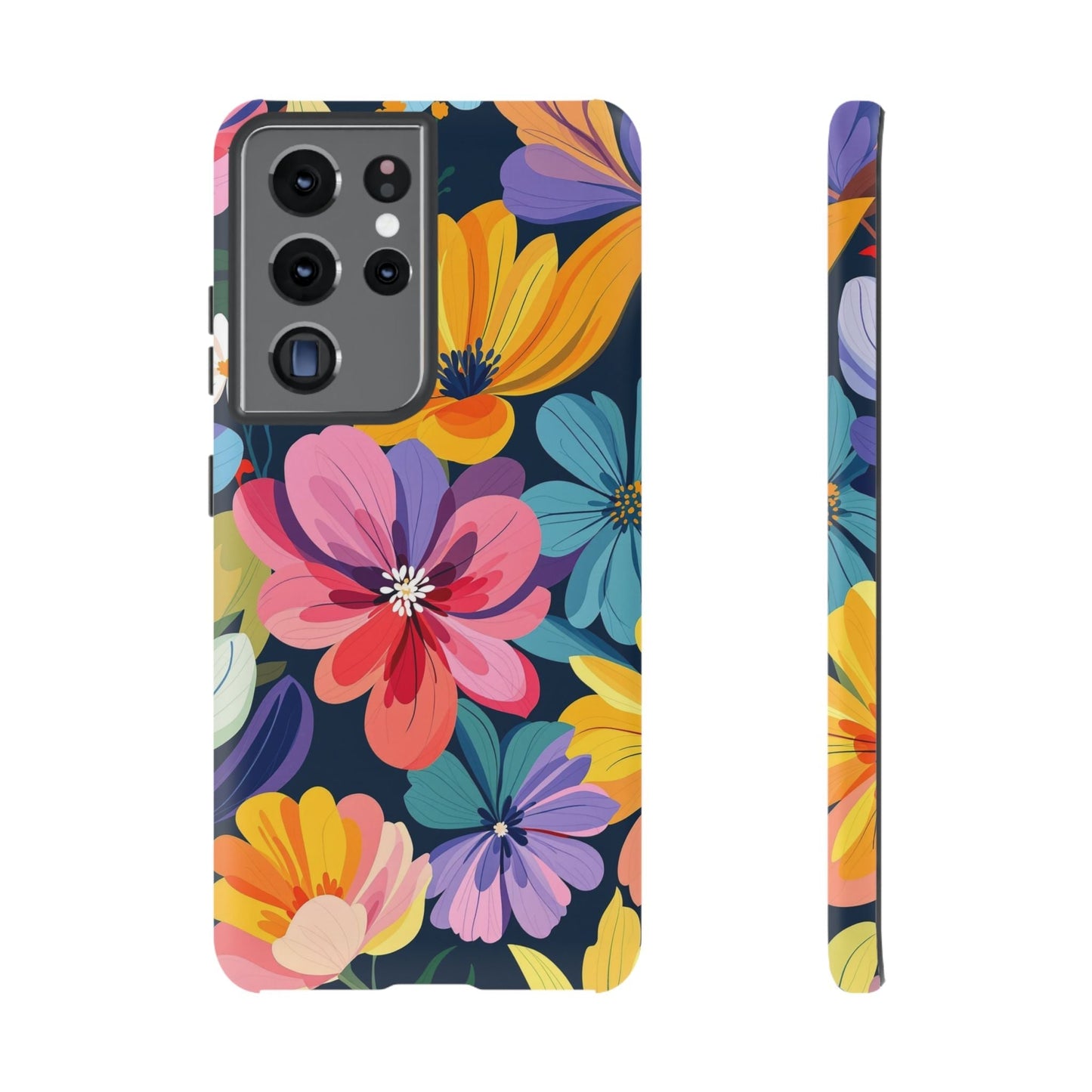 Colorful Floral Samsung phone case with vibrant flower design and durable shock-absorbing protection