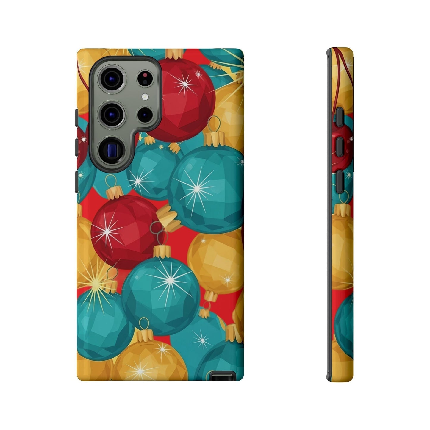 Samsung Tough Case with colorful Christmas bulb design, durable and shock-absorbent holiday protection for Samsung phones