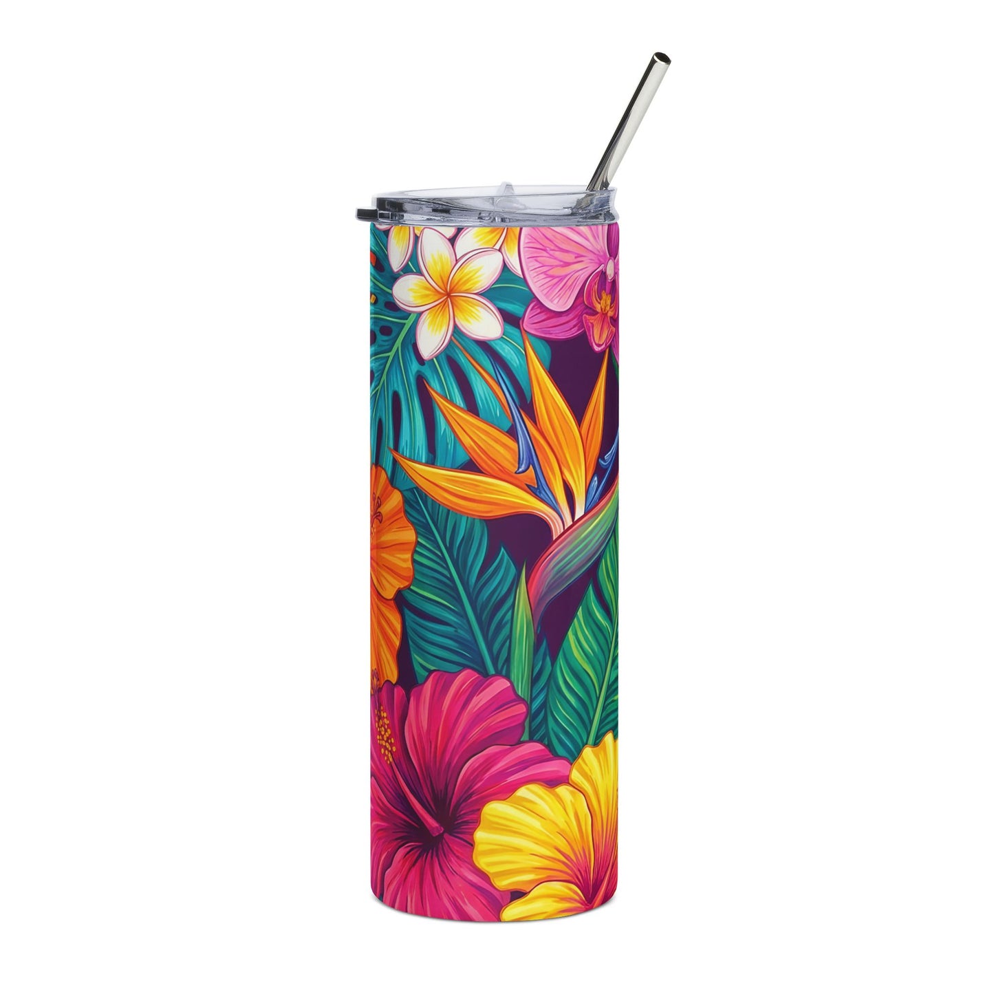 Vibrant Tropical Floral Stainless Steel Tumbler