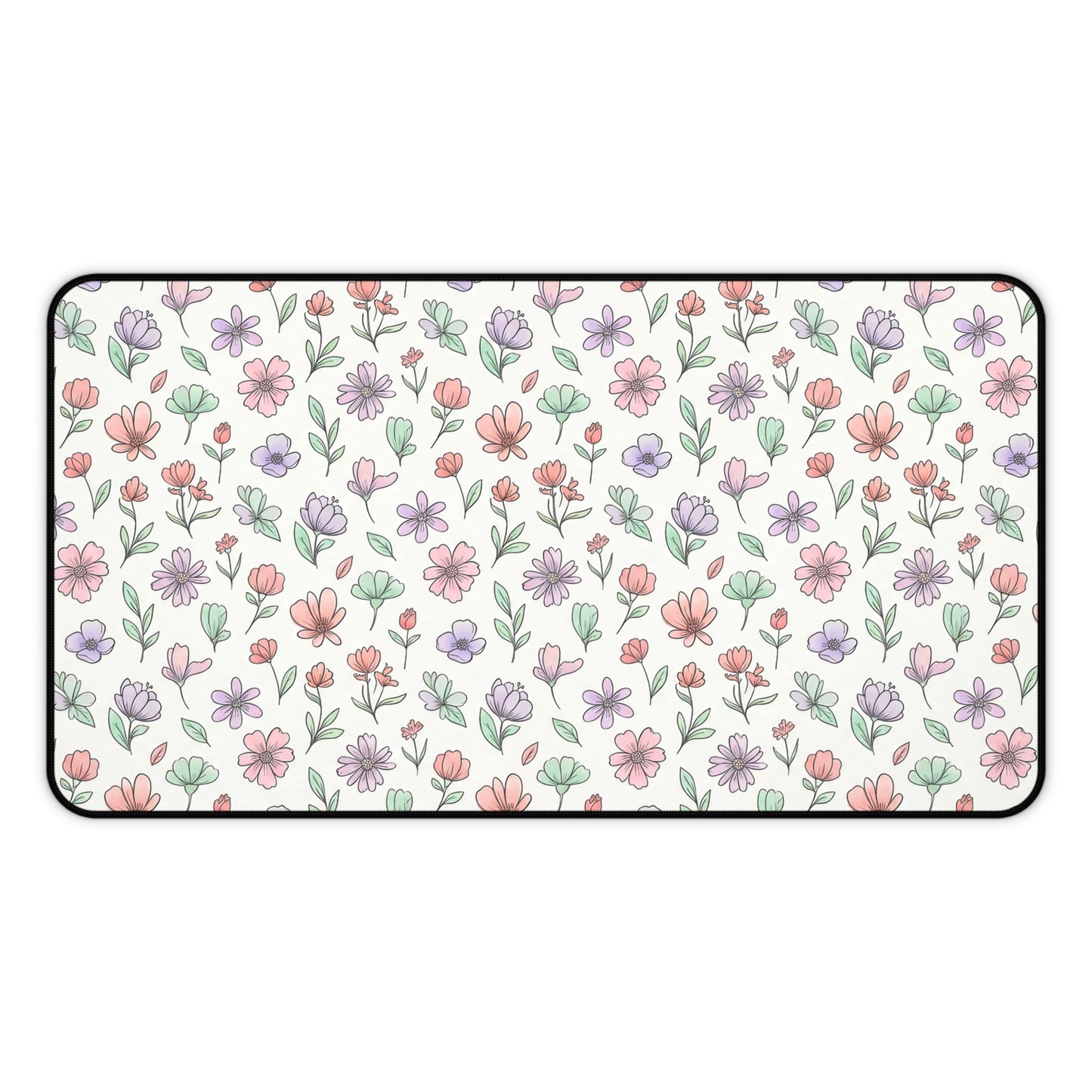 Artistic Floral Desk Mat — Botanical Flower Mouse Pad