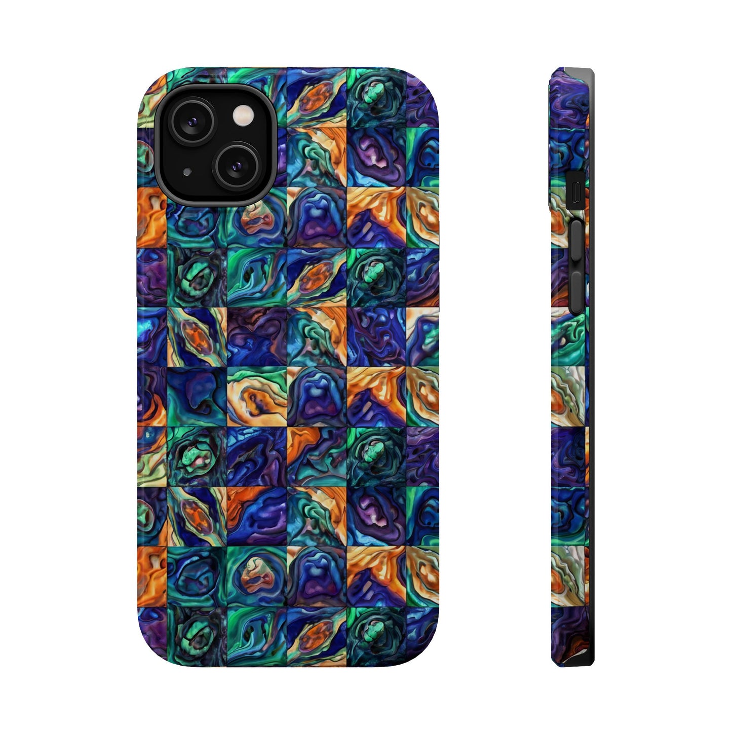 Abstract Purple & Green Seascape Magnetic Impact-Resistant iPhone Case
