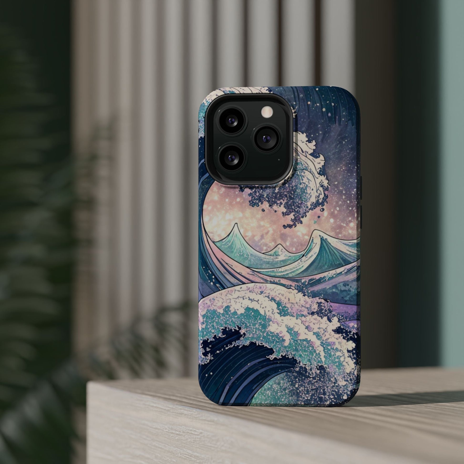 Crashing Waves Design iPhone case with MagSafe protection and dual-layer durability