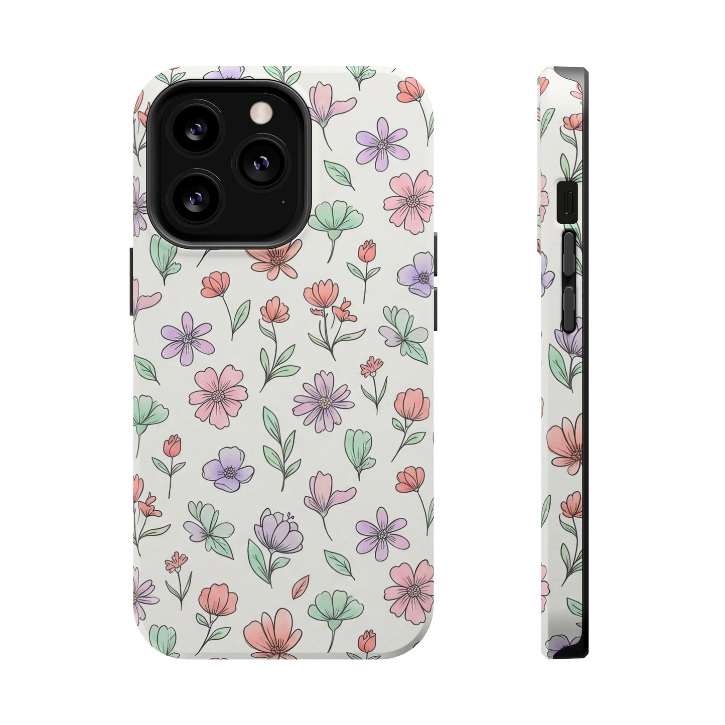 Artistic Floral iPhone Case — Magnetic Impact-Resistant Protection