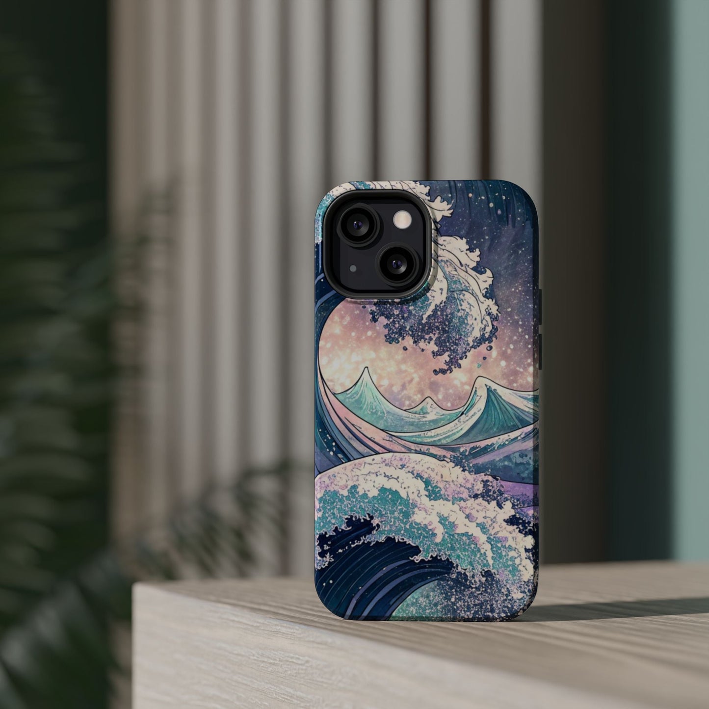 Crashing Waves Design iPhone case with magnetic MagSafe protection and artistic ocean wave artwork
