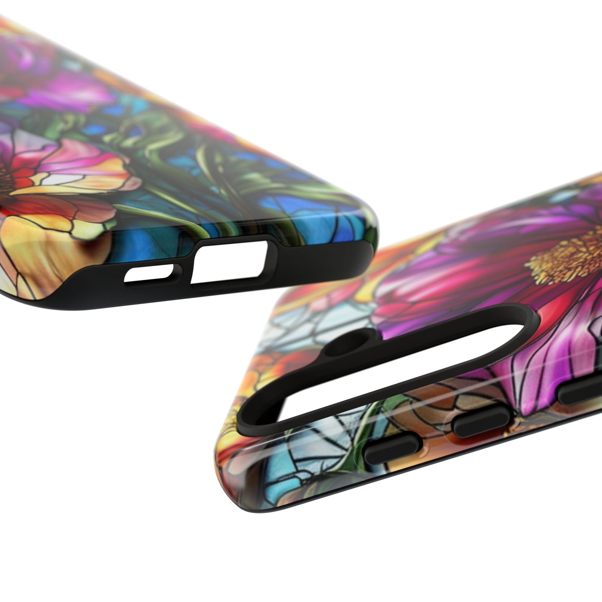 Samsung phone case with vibrant purple flower design, durable impact-resistant protection, and full wrap 3D print with UV protection