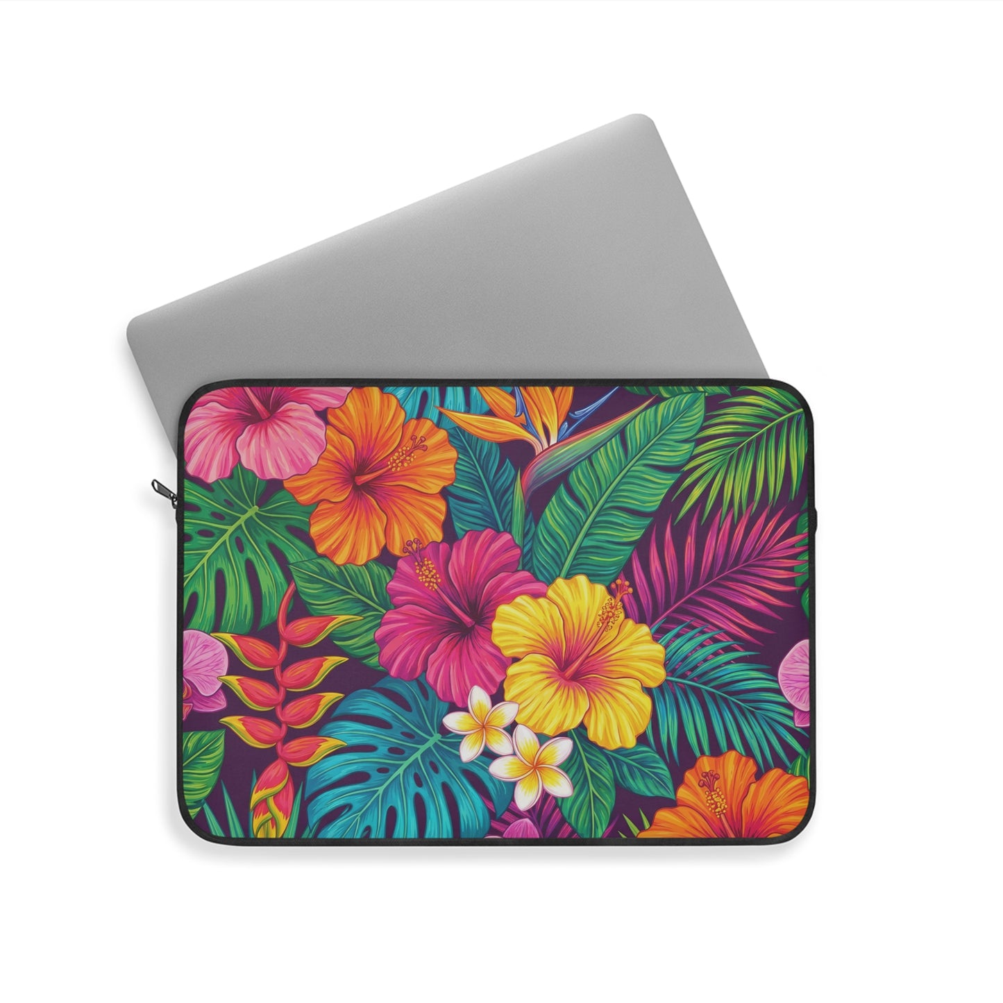 Vibrant Tropical Floral Laptop Sleeve — Colorful Hawaiian Flower Laptop Case