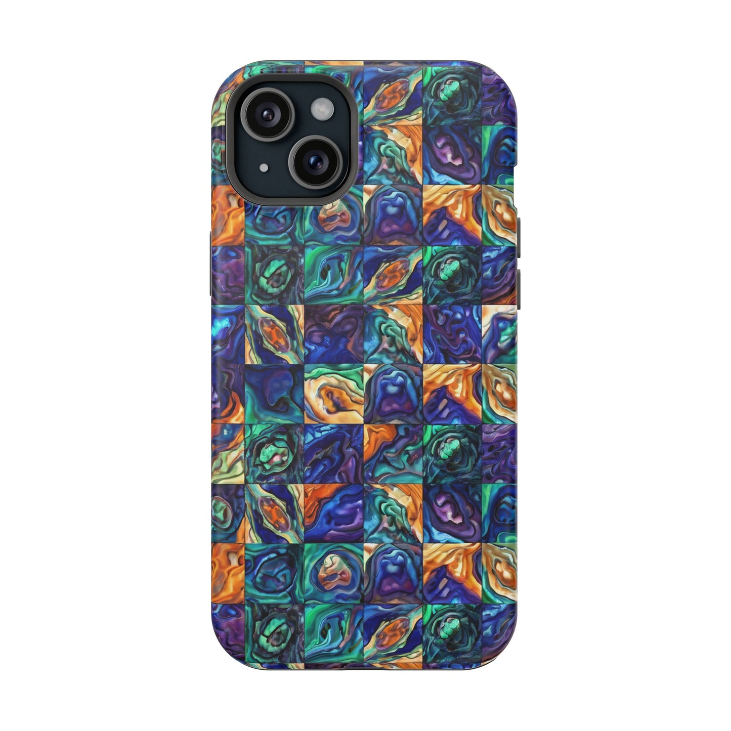 Abstract Purple & Green Seascape Magnetic Impact-Resistant iPhone Case