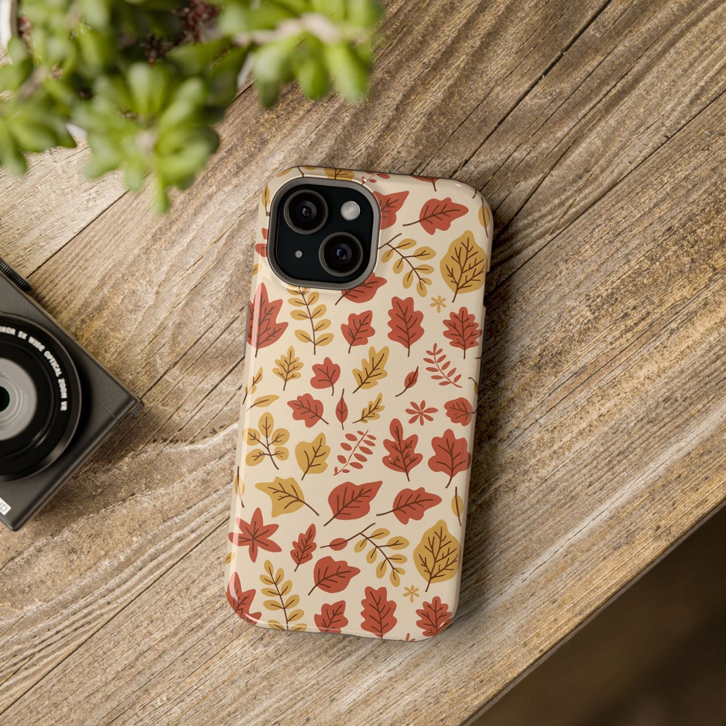 Fall Leaves iPhone tough case with autumn leaf pattern and durable protective design