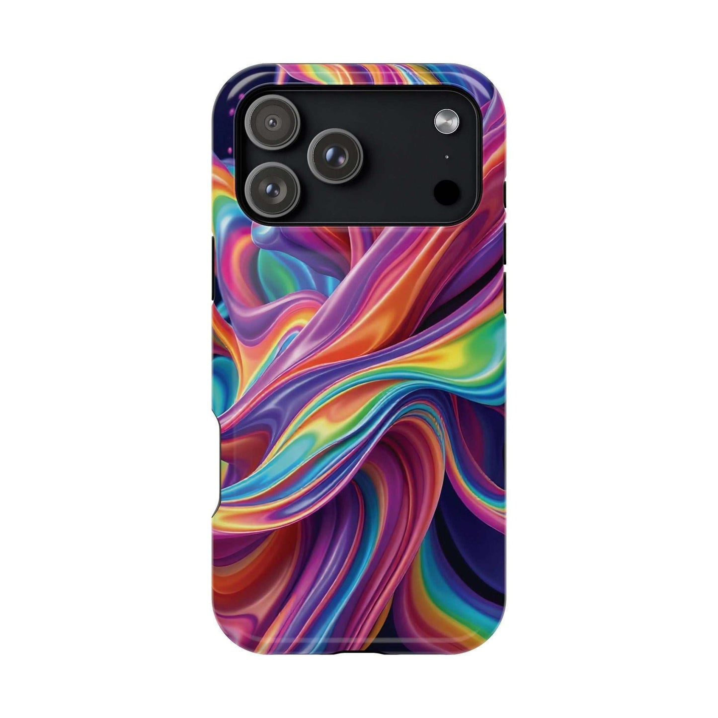 Wrapping Rainbow Design iPhone tough case with vibrant colorful swirl pattern and durable protective build