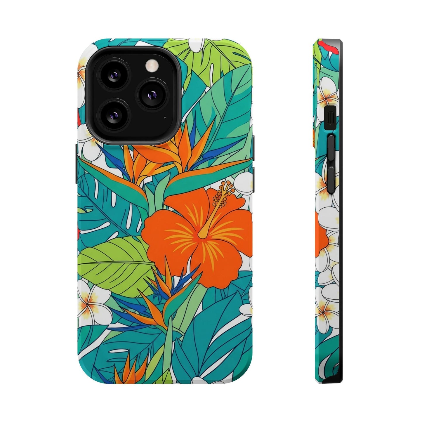 Vibrant Floral iPhone Case with colorful tropical flower design and durable polycarbonate protection