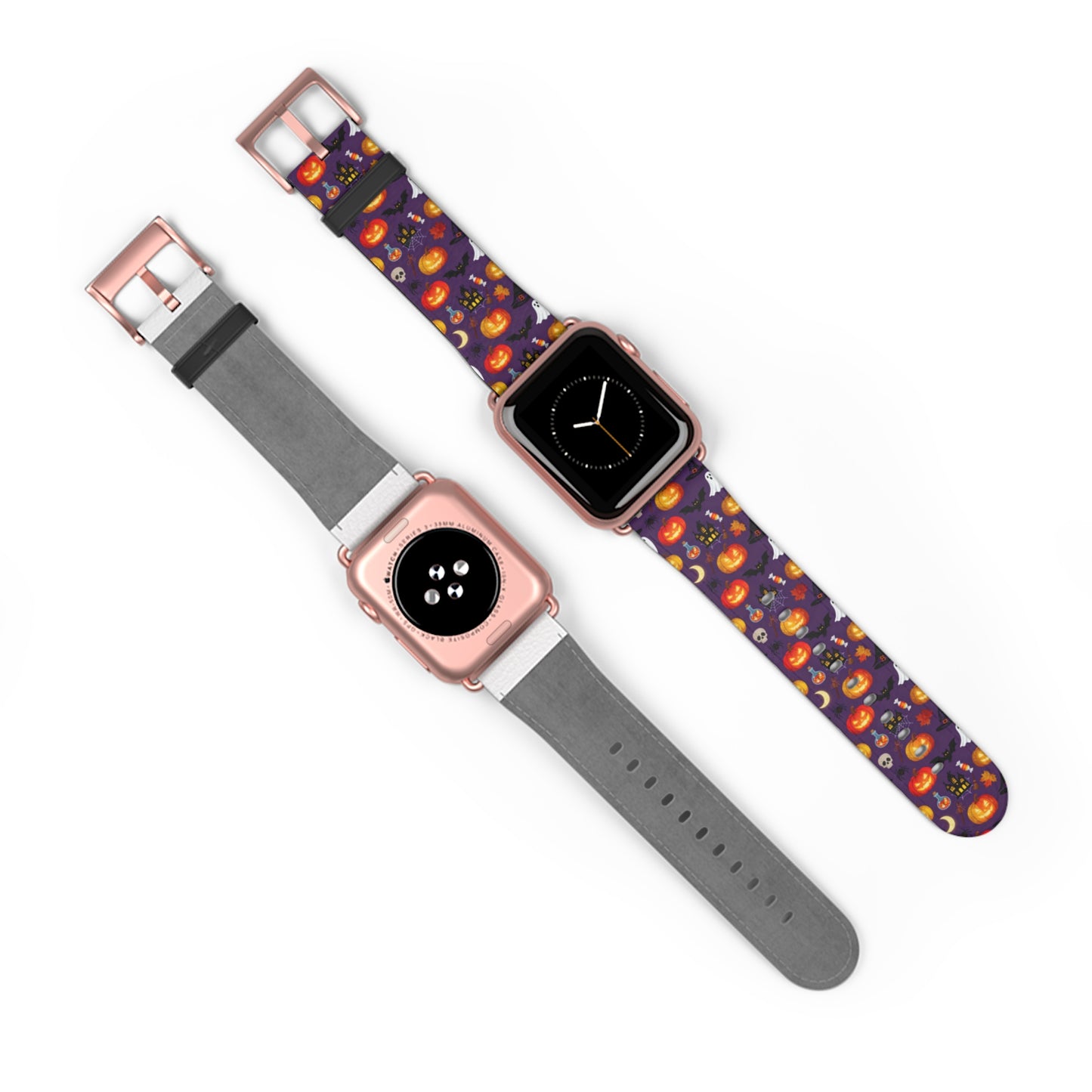 Halloween Pumpkin Pattern Watch Band — Spooky Orange Jack-O'-Lantern Apple Watch Strap