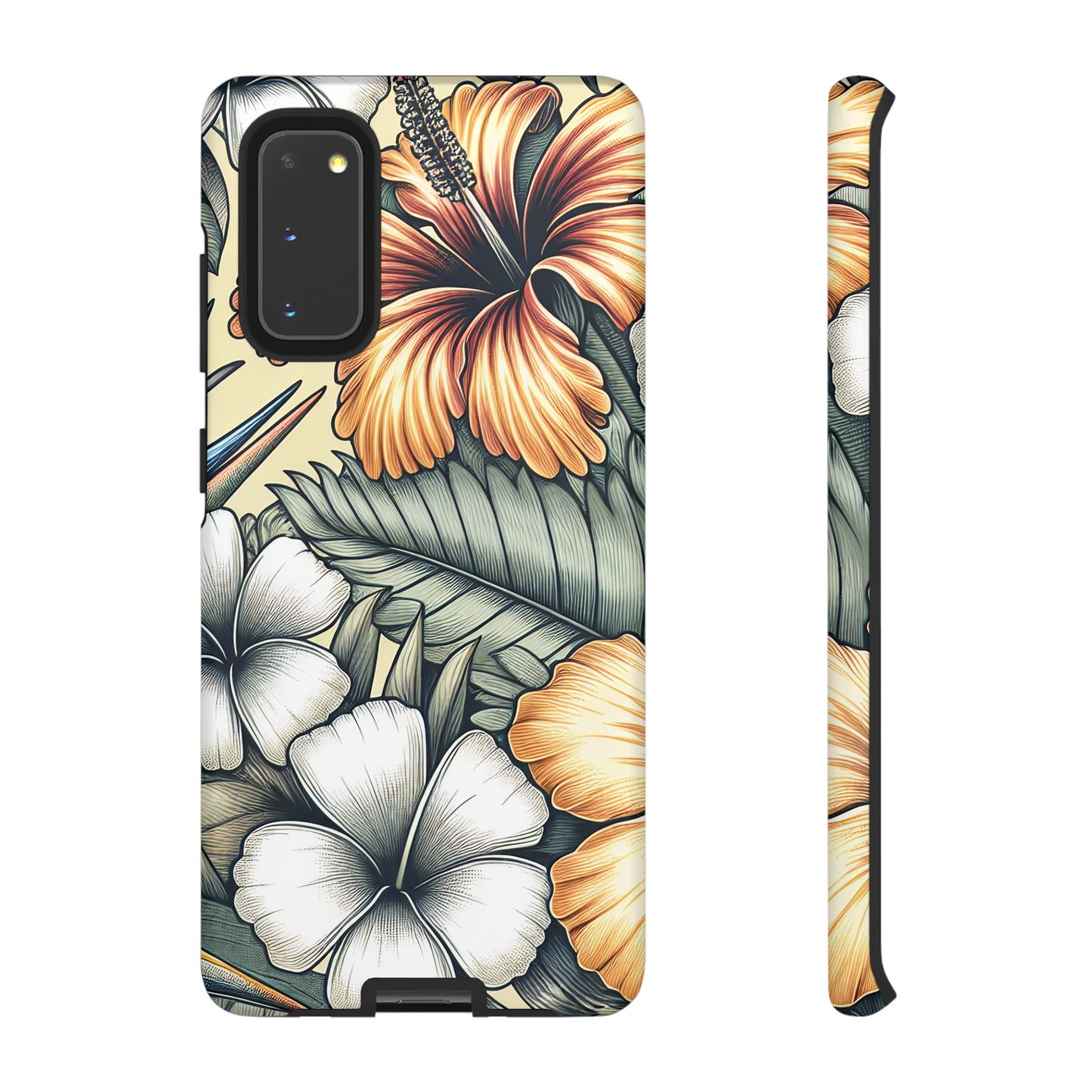 Golden Tropical Floral Design Samsung Phone Case