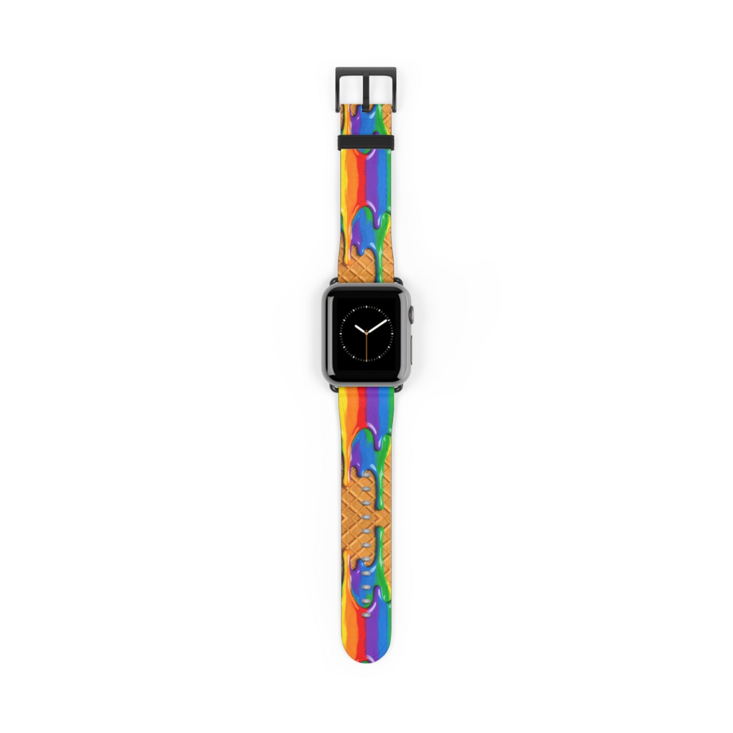Waffle Rainbow Drip Apple Watch Band Colorful Faux Leather Strap