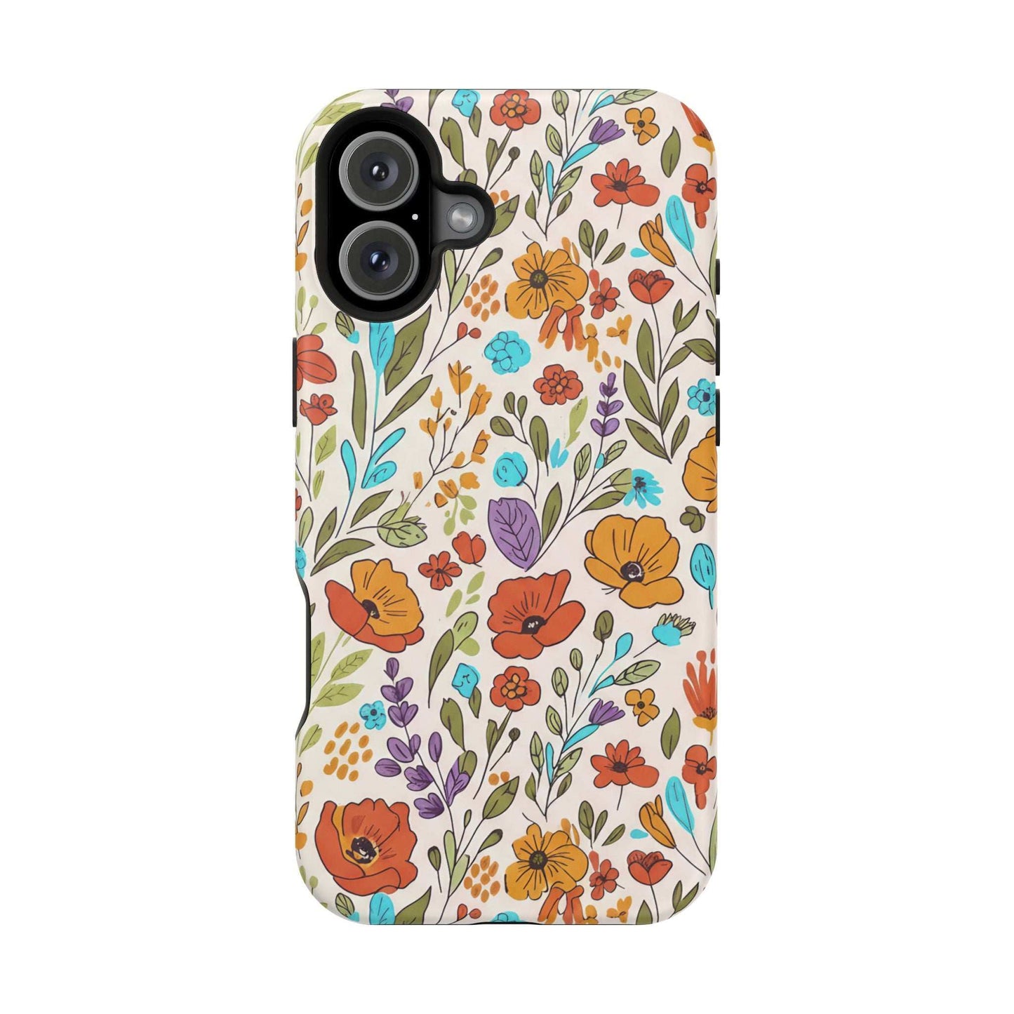 Floral Drawing iPhone Case — Magnetic Impact-Resistant Phone Cover