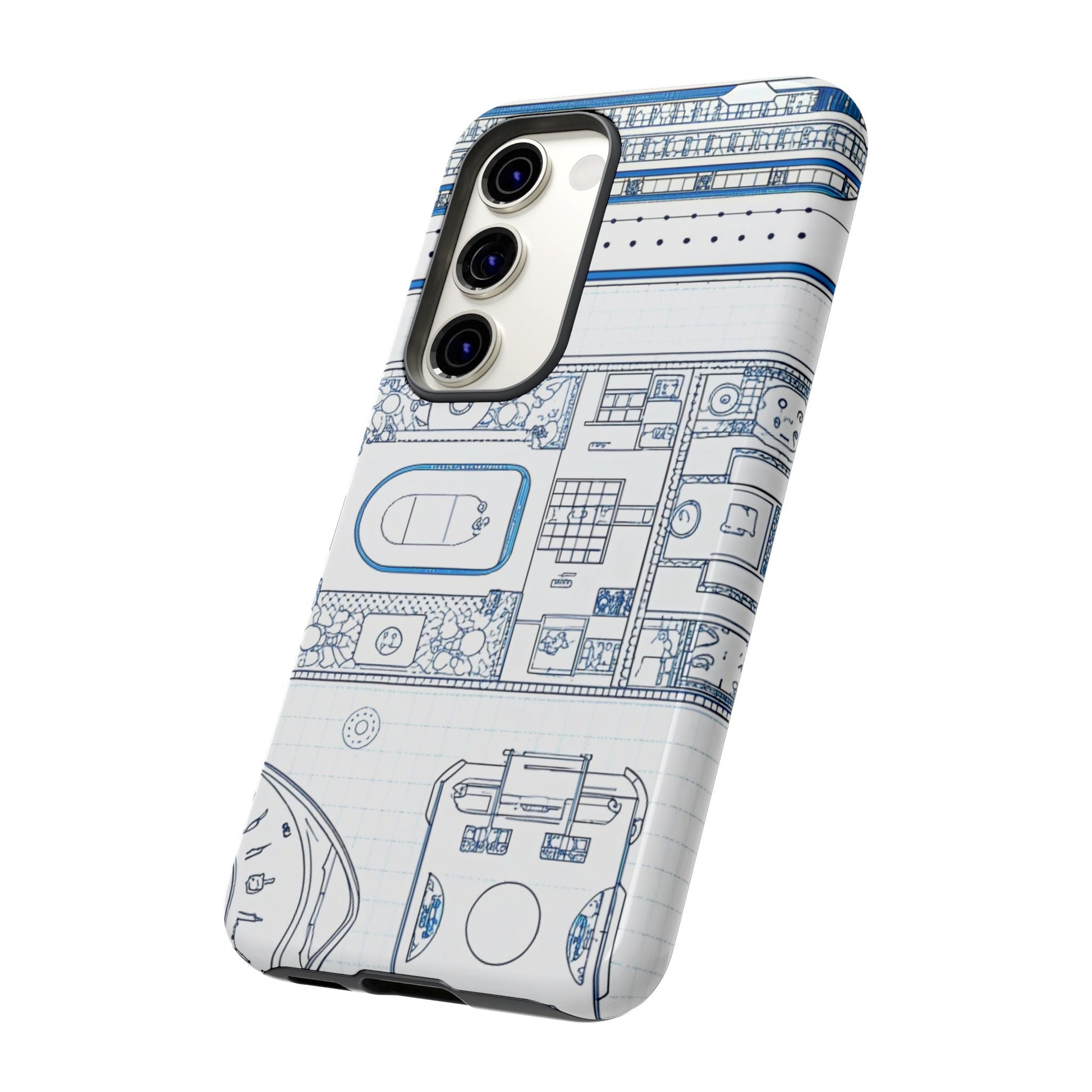 Samsung phone case with detailed cruise ship design and durable protective features