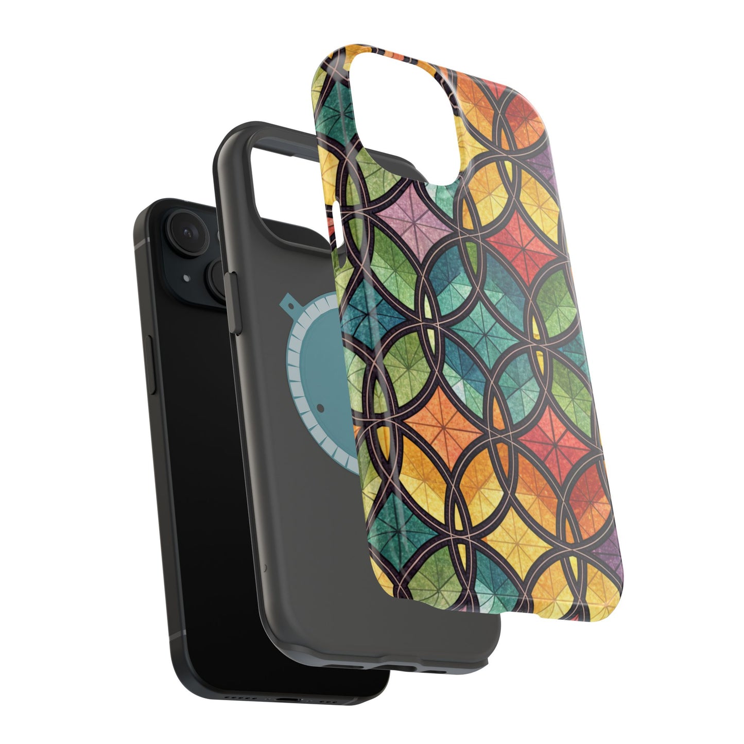 Rainbow Stain Glass iPhone Case – Durable MagSafe® Tough Phone Cover with Colorful Artistic Design