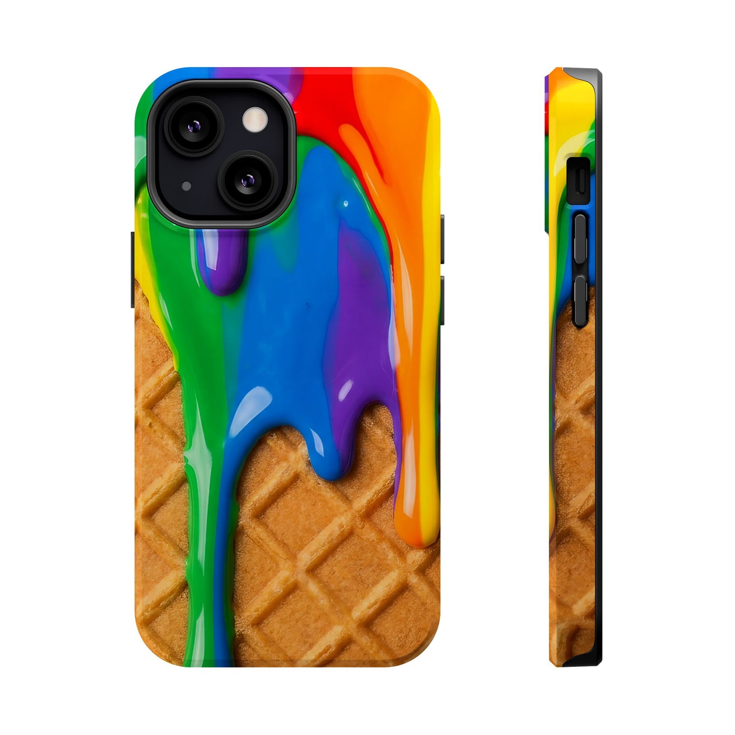 Waffle Rainbow Drip iPhone Case MagSafe Tough Protective Colorful Phone Case
