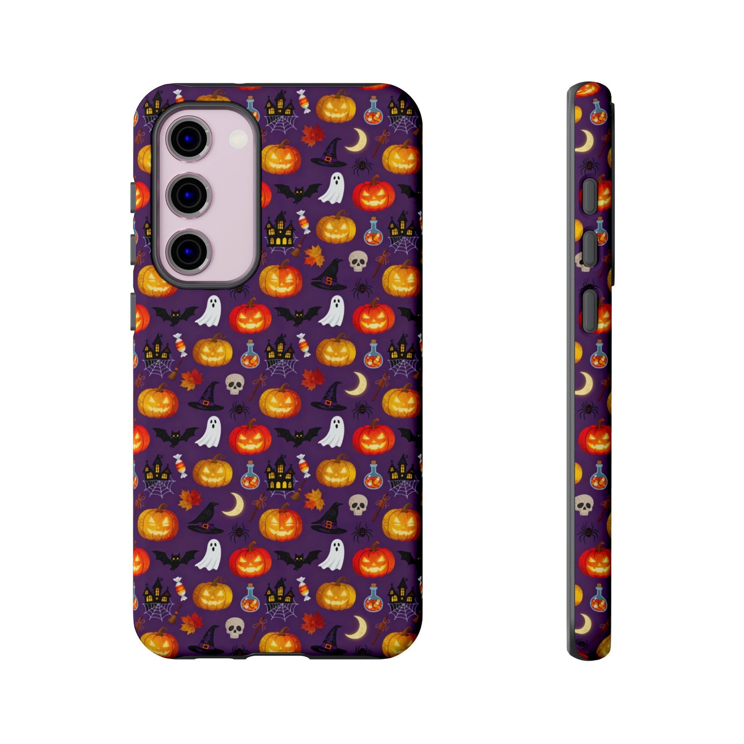 Halloween Pattern Tough Phone Case — Cute Pumpkin, Ghost & Skull