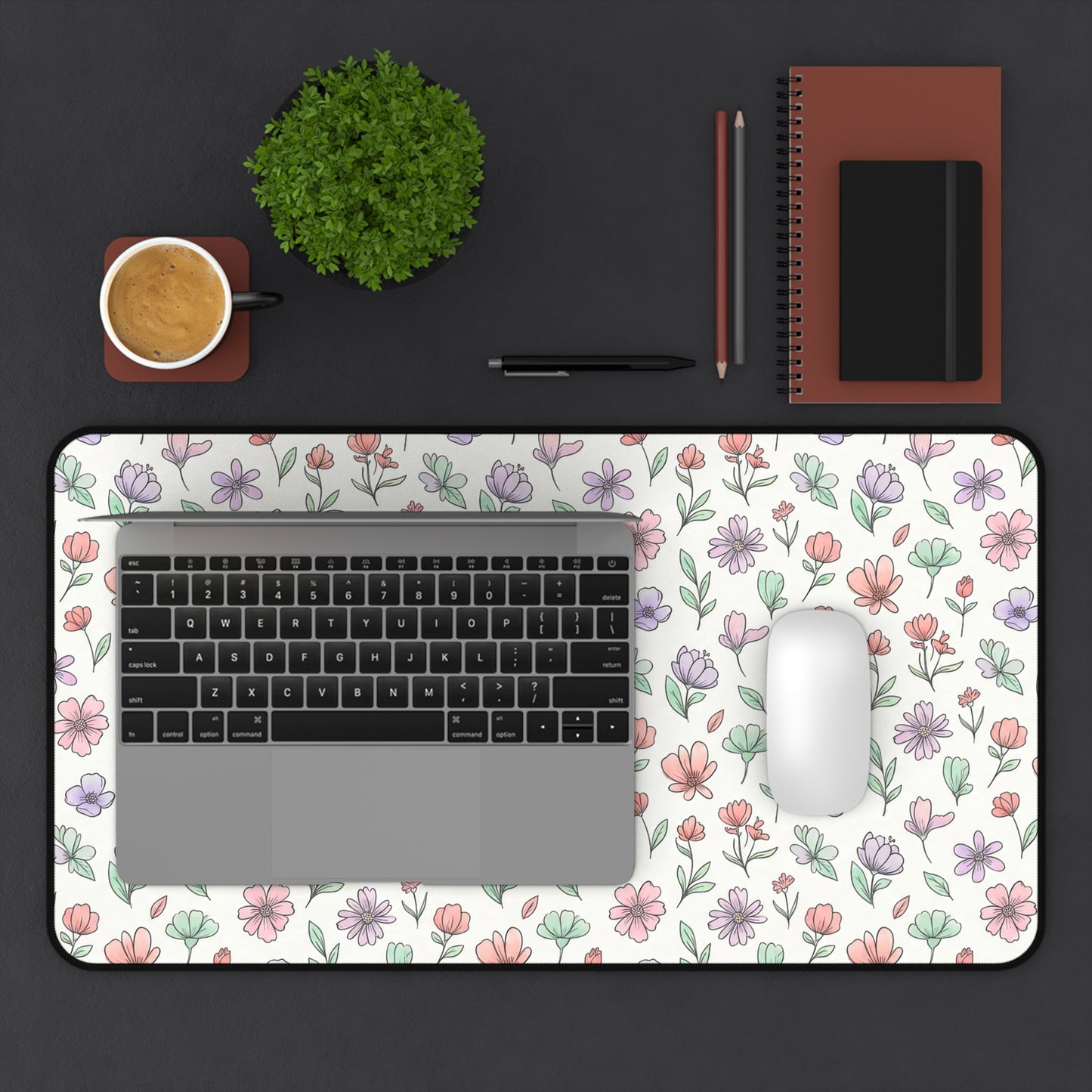 Artistic Floral Desk Mat — Botanical Flower Mouse Pad