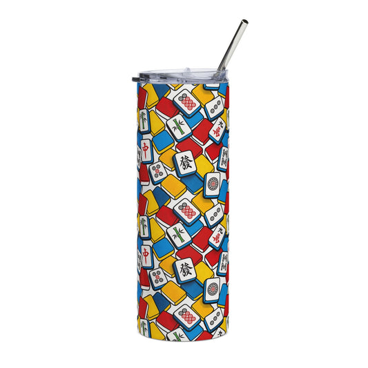 20 oz stainless steel tumbler with vibrant Mahjong tile design from Vibrant Mahjong Collection