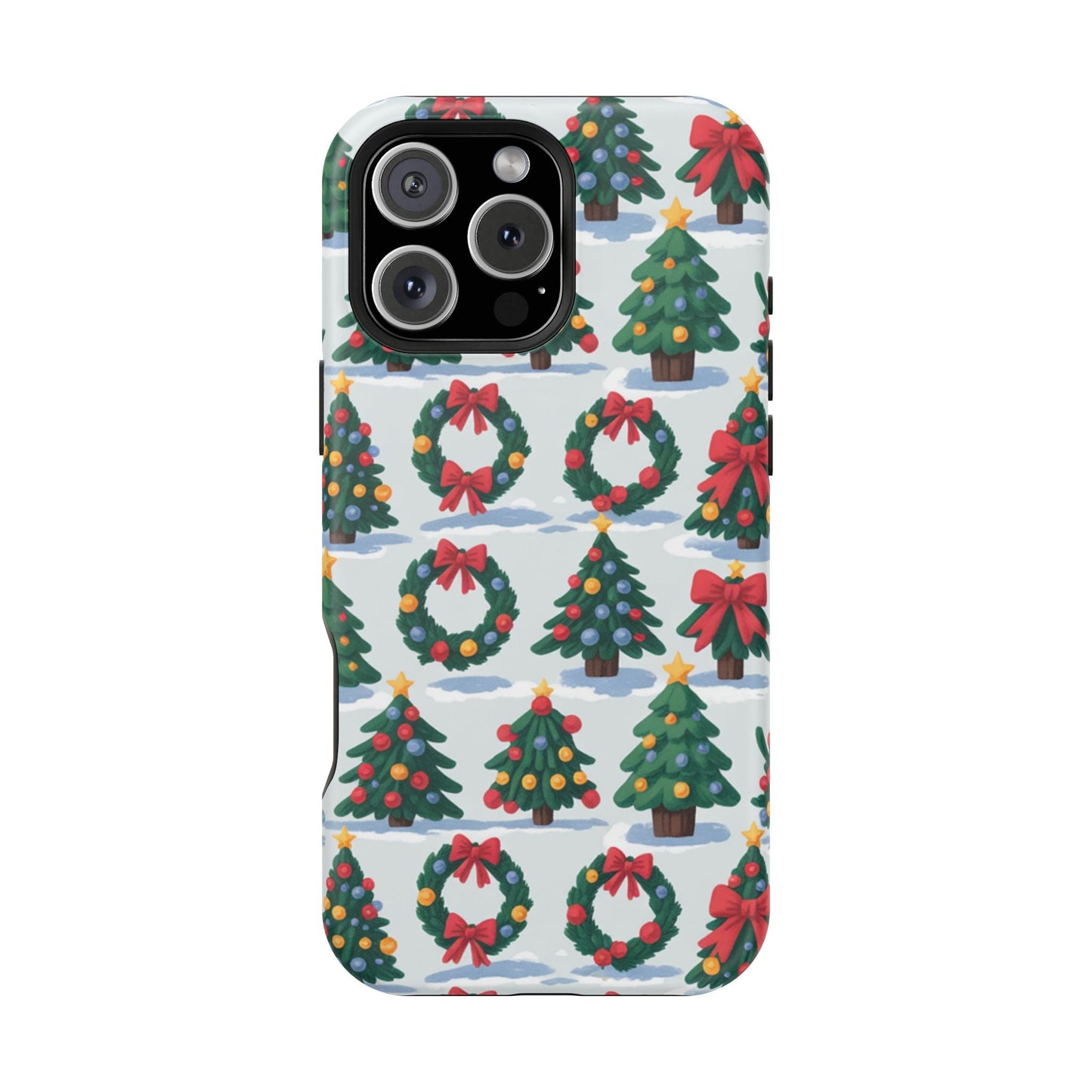 iPhone case with festive Holiday Tree and Wreath pattern for Christmas protection and seasonal style