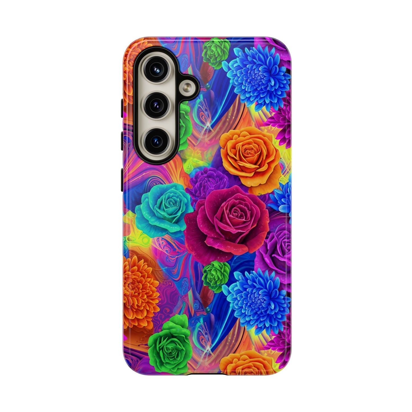 Vibrant Floral Samsung Phone Case with colorful seamless flower design and durable shock-absorbing protection