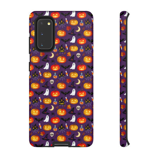 Halloween Pattern Tough Phone Case — Cute Pumpkin, Ghost & Skull