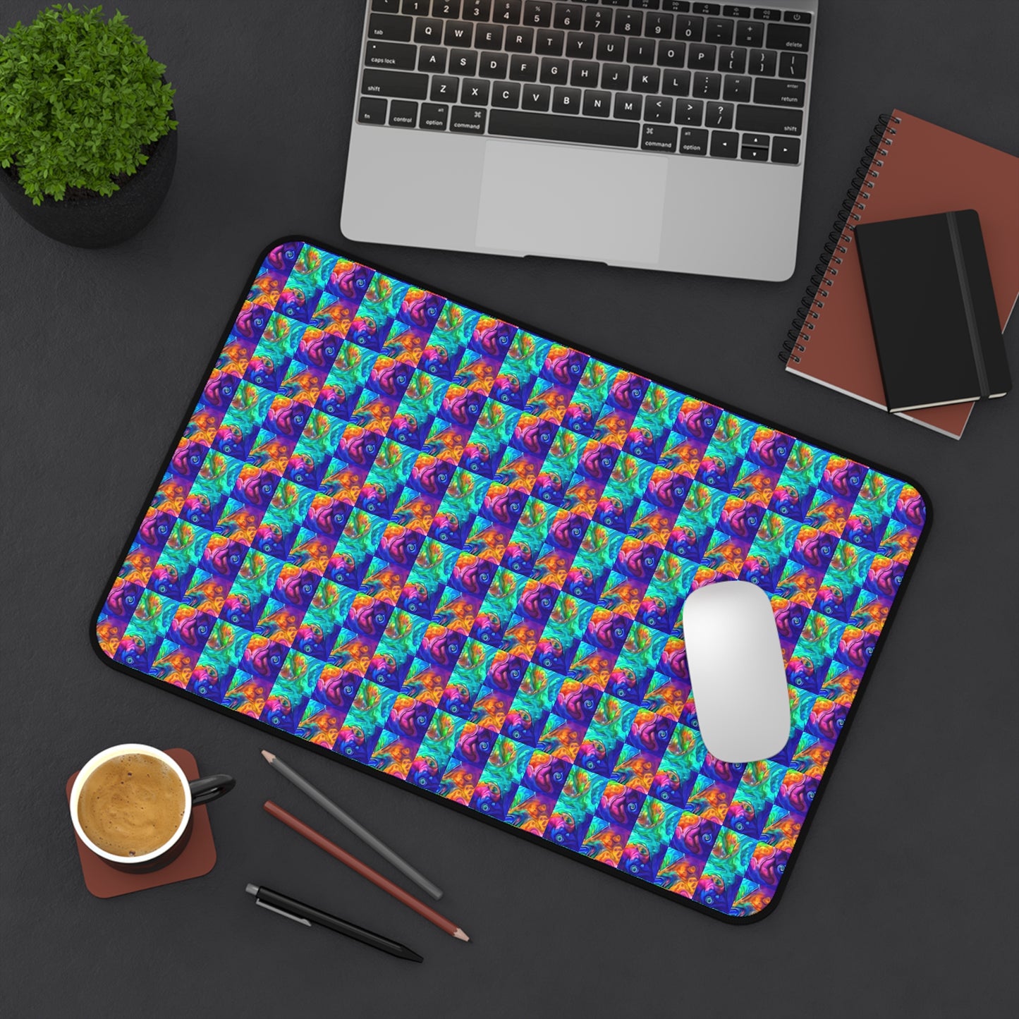 Abalone Swirl Desk Mat — Glowing Shell Mouse Pad