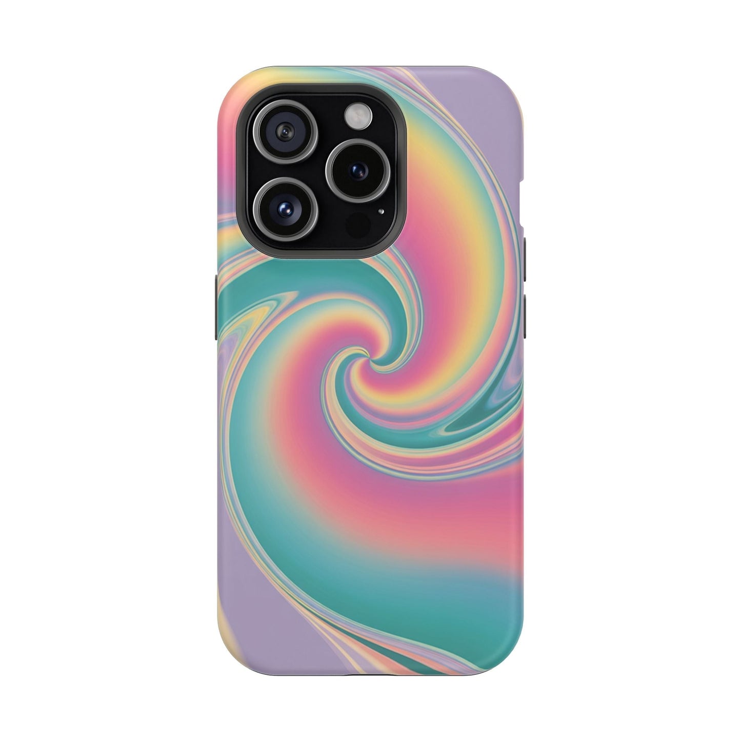 Vibrant Cotton Candy swirl pastel iPhone tough protective case with MagSafe compatibility