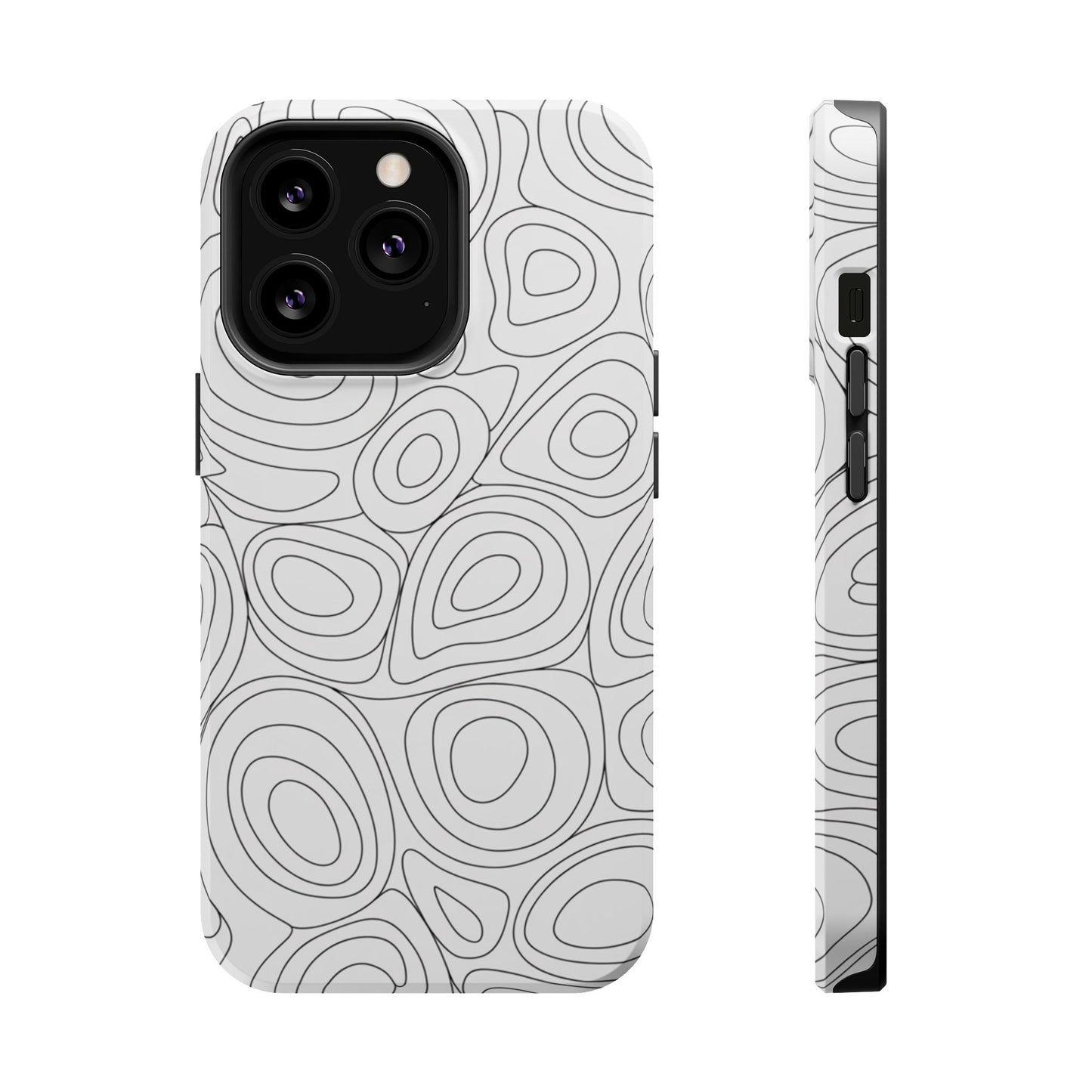 Black and White Abstract Circles Design iPhone Tough Case