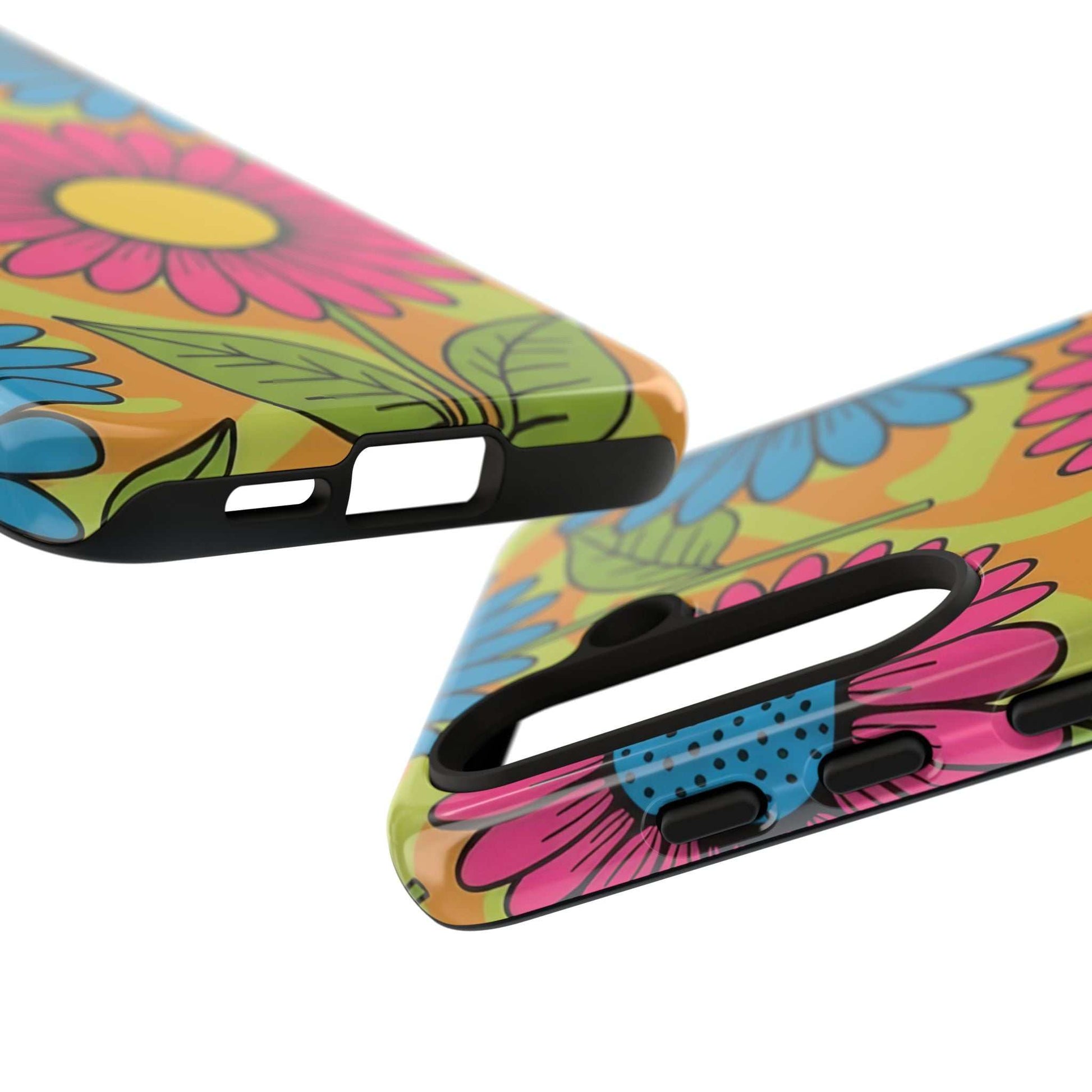 Samsung Tough Case with colorful Love Child floral design, impact-resistant and shock-absorbing phone cover for Samsung devices