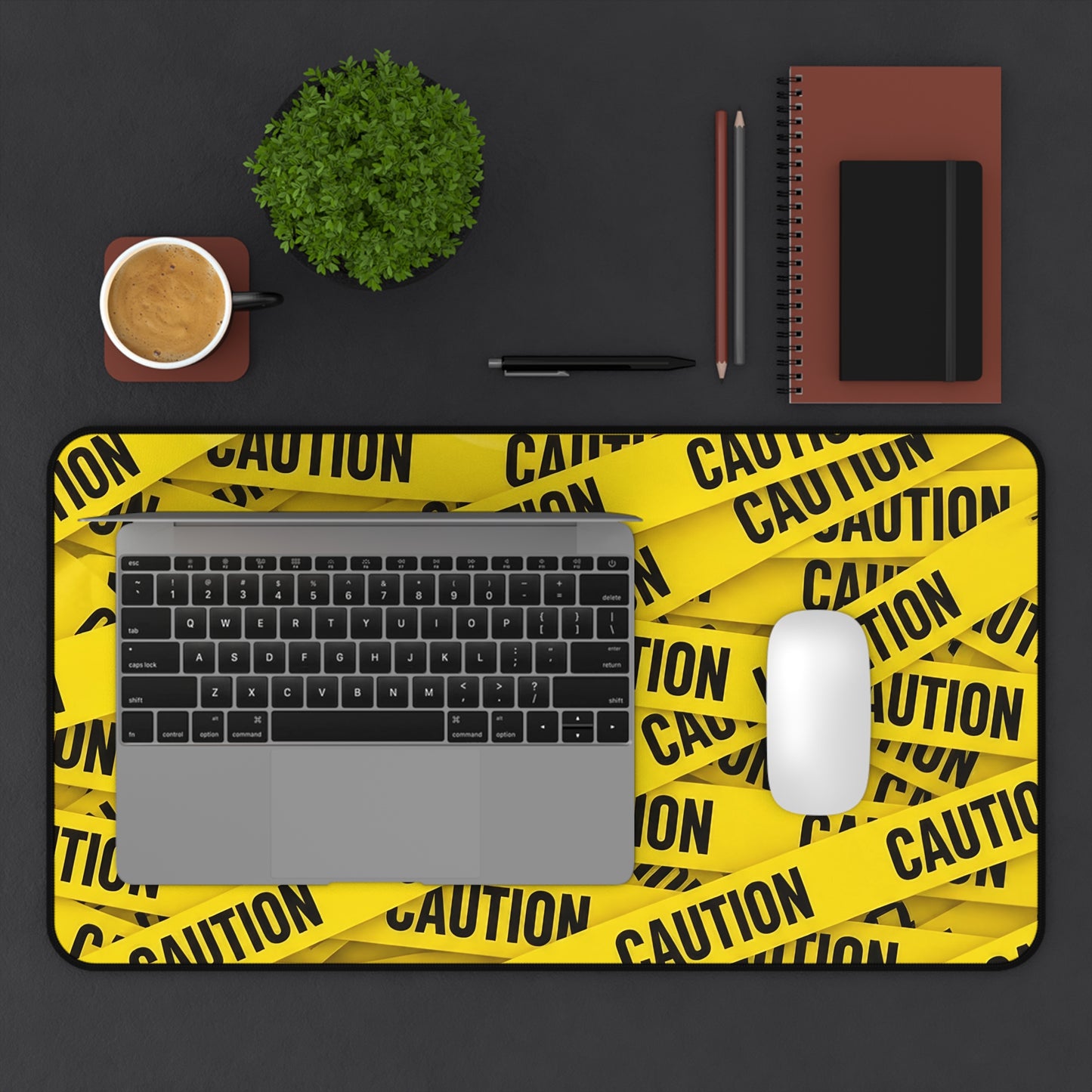 Desk Mat - Caution Tape Filled