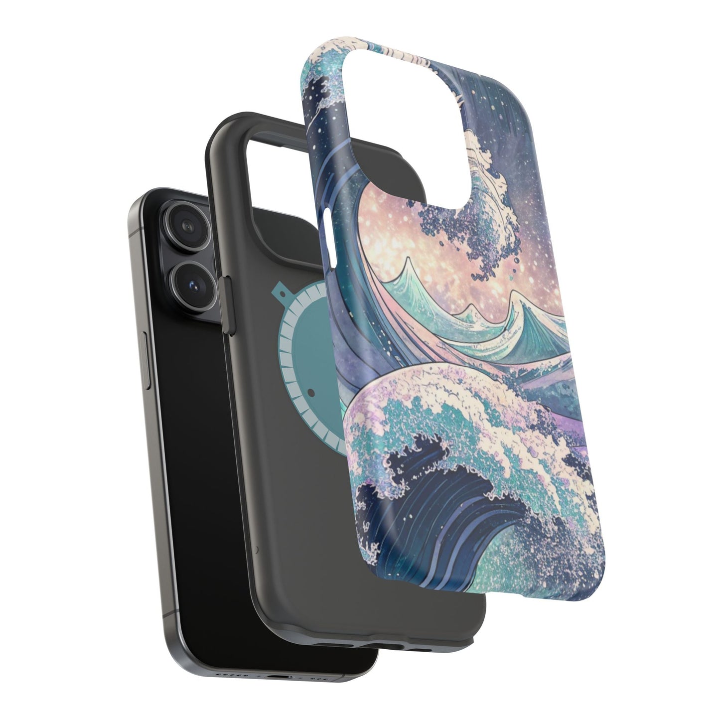 Crashing Waves Design iPhone case with dual-layer protection and MagSafe compatibility