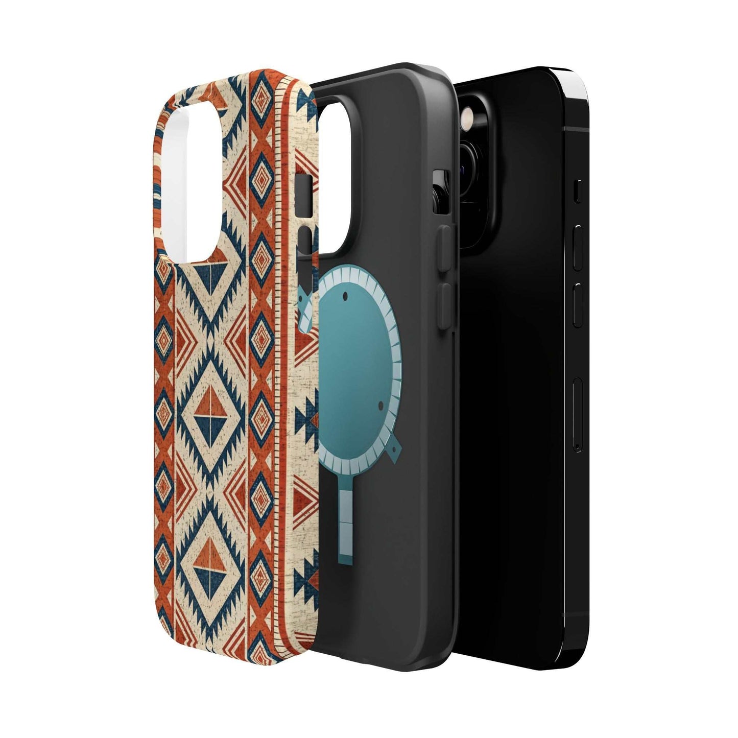 Tribal Inspired Pattern magnetic tough iPhone case with durable dual-layer protection and stylish impact-resistant design