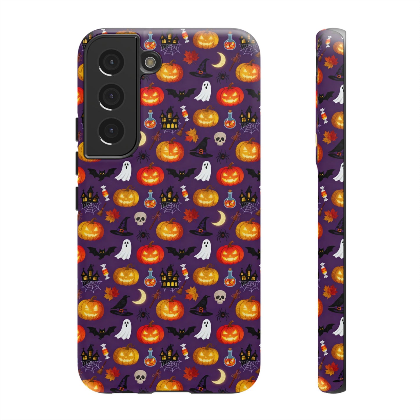 Halloween Pattern Tough Phone Case — Cute Pumpkin, Ghost & Skull