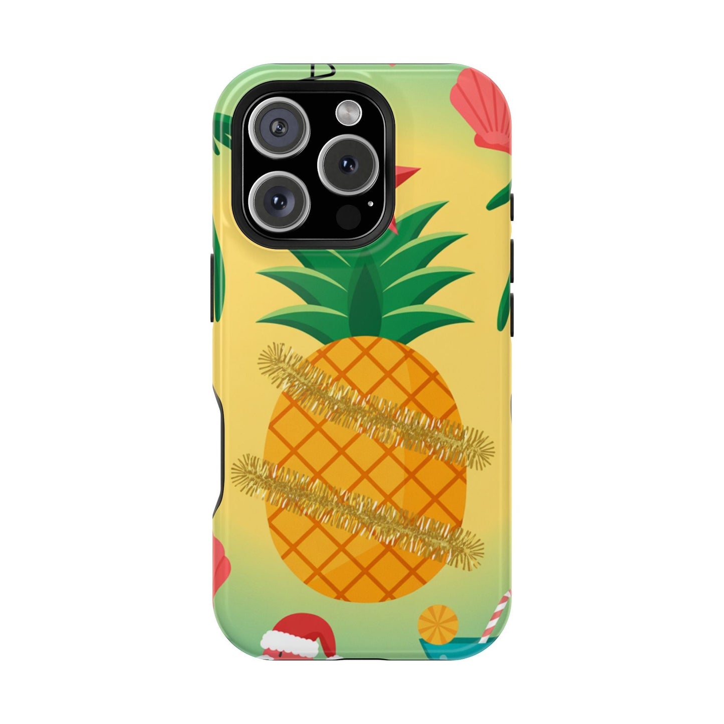iPhone case with festive pineapple Christmas design and MagSafe compatibility